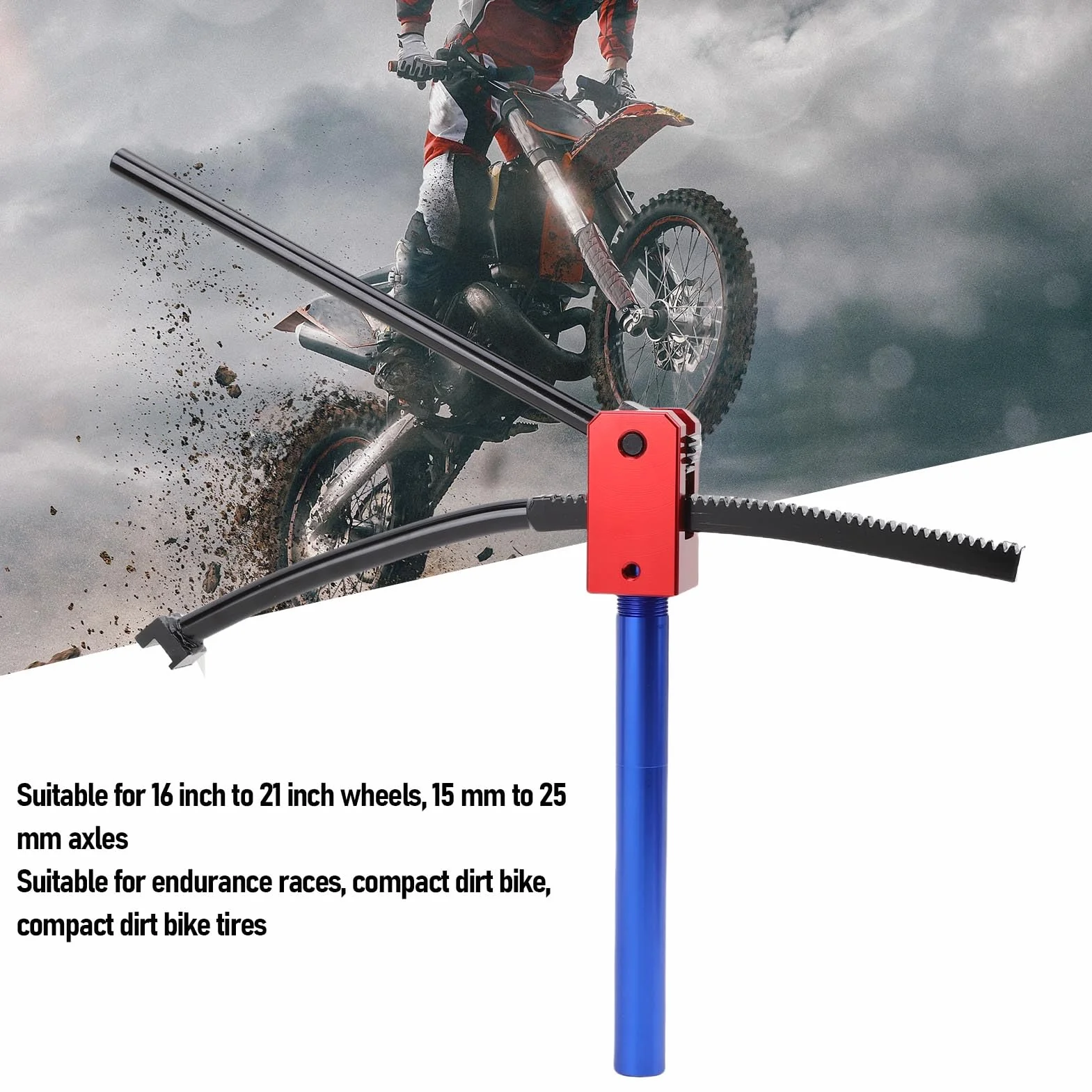 Generic Zestaw narzędzi do wymiany opon w motocyklach terenowych, aluminiowy zestaw narzędzi do opon z systemem zębatki i listwy zębatej do kół 16-21 cali, osie 15-25 mm
