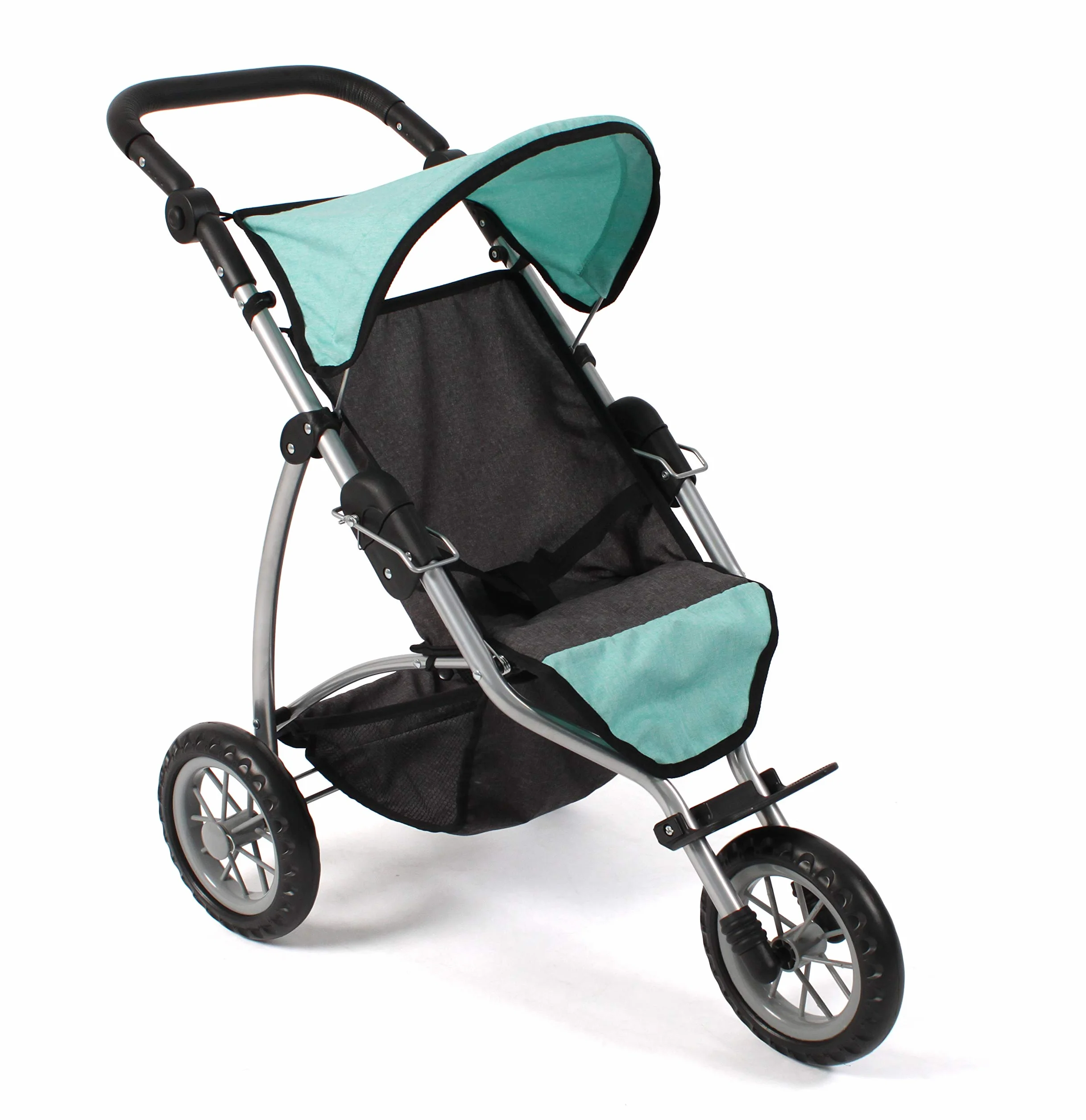 Bayer Chic 2000 - Wózek dla lalek Leon, jogging Buggy, dla dzieci w wieku od 4 do 8 lat, melanż, ciemnoszary, miętowy