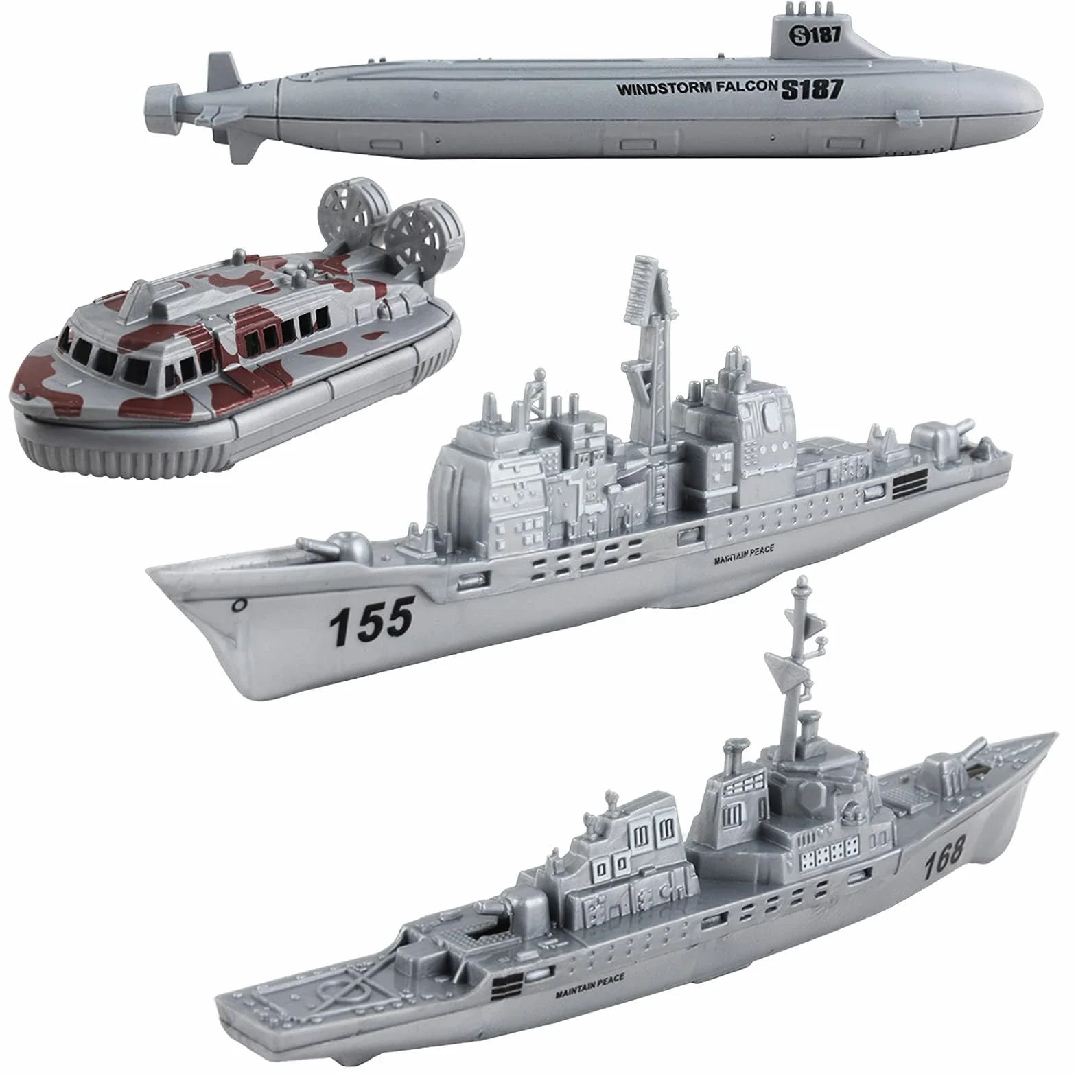deAO Modele lotniskowców z małymi modelami samolotów, ciężarówek, helikopterów, czołgów, łodzi podwodnej, pancerników, figurek akcji, prezent dla chłopców