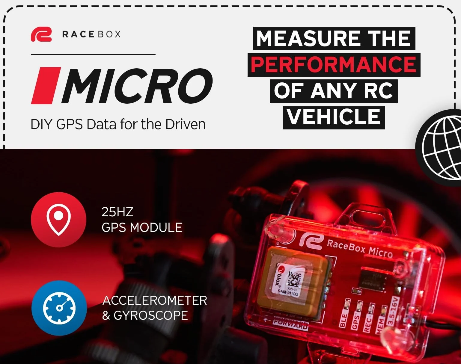 Micro – 25 Hz GPS Lap Timer Drag Meter 0-100 motocykl auto RC