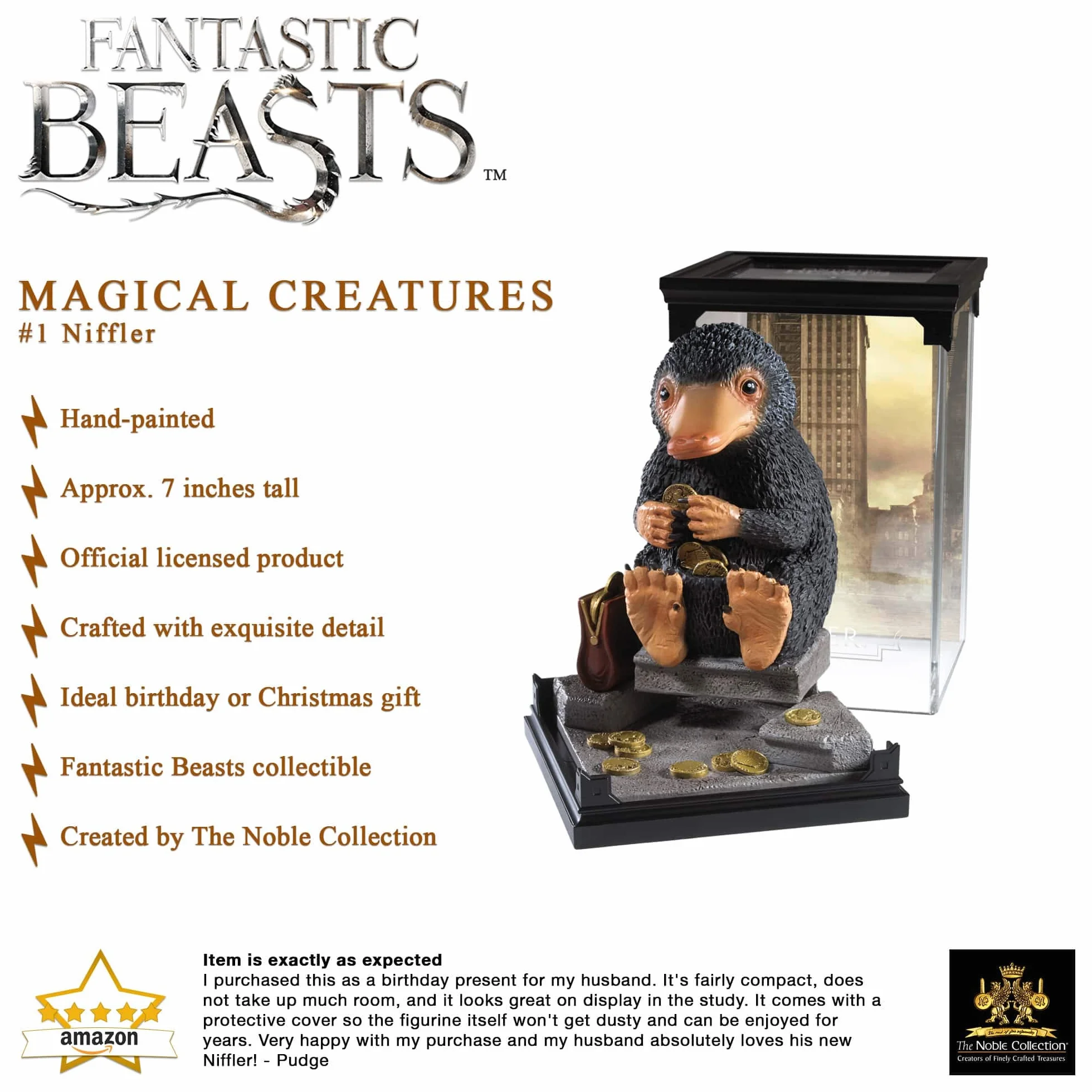 The Noble Collection - Magical Creatures Niffler - Hand-Painted Magical Creature #1 - Officially Licensed Fantastic Beasts Toys Collectable Figures - For Kids & Adults
