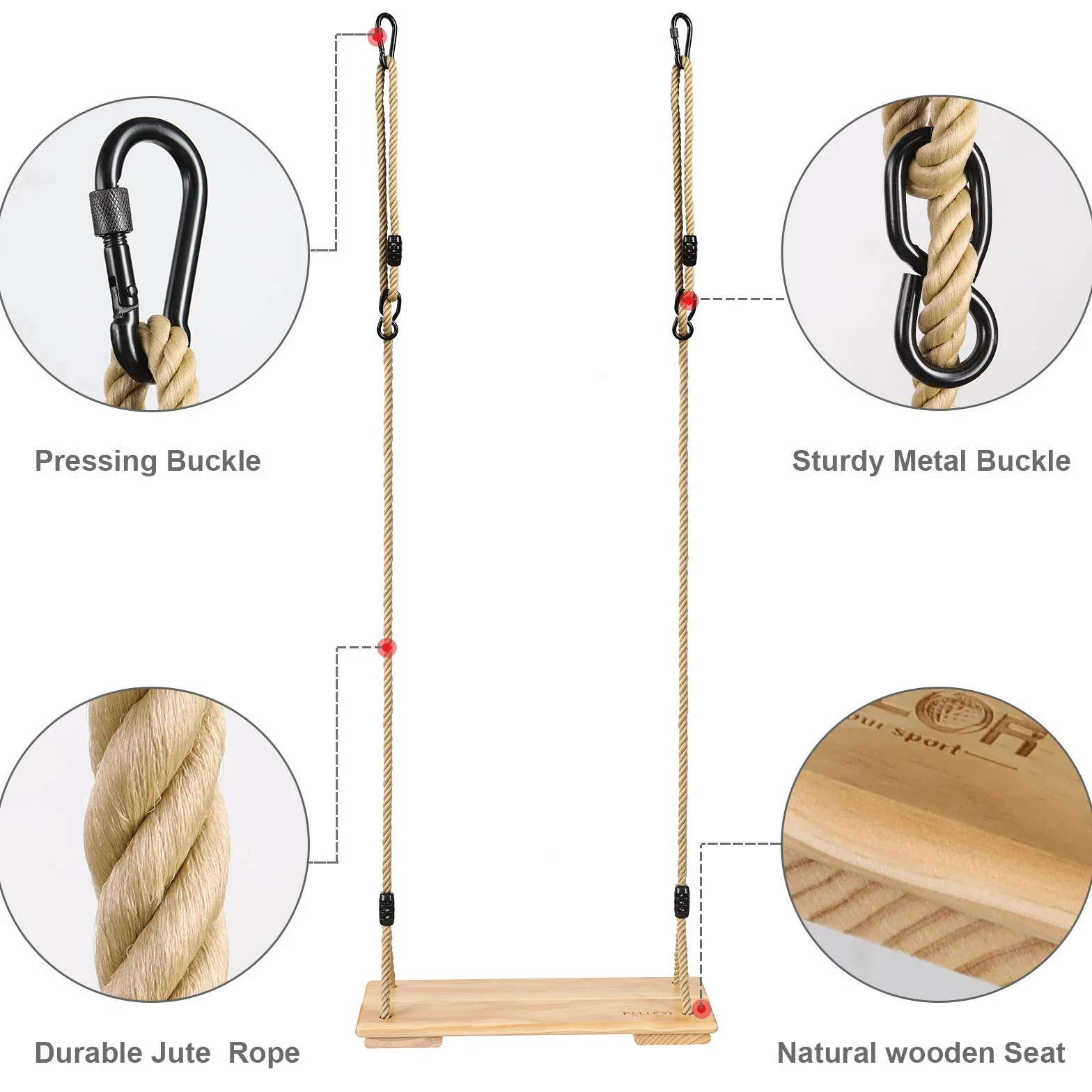 PELLOR Huśtawka dla dzieci Dorosły Agres Wiszące Siedzenie Swing Outdoor Drzewo Drewniane Gry Suwnica Zjeżdżalnia Na zewnątrz Wnętrze
