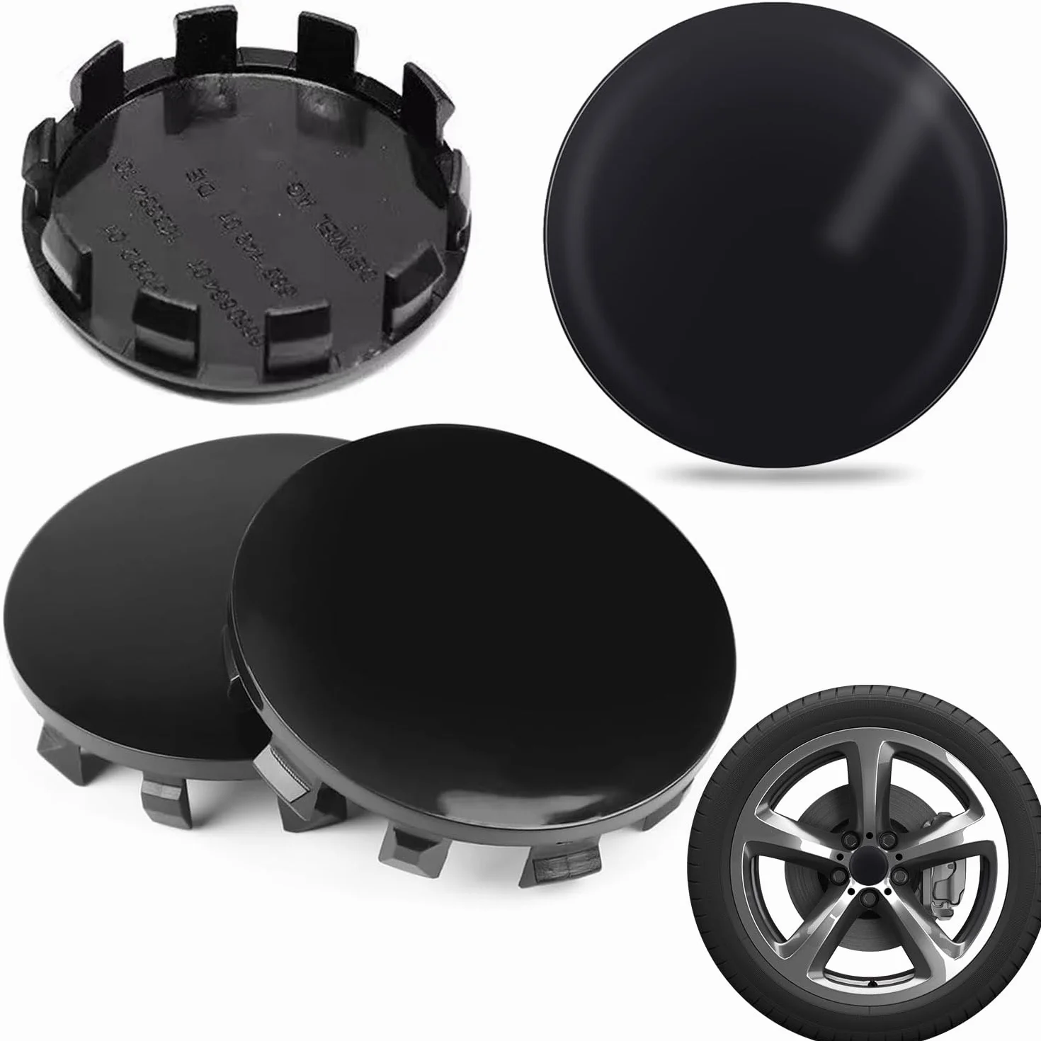 Nakładki na piasty kół OD 56 mm ID 53 mm, czarne, uniwersalne kołpaki kół, tworzywo ABS, akcesoria samochodowe, 4 szt