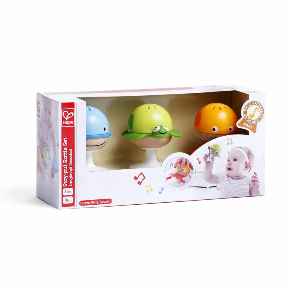 Rattle Set, Hape “Stay-Put” 3 Sea Creatures With Individual Sounds, Teether Details and Suction Pads. 0+ months