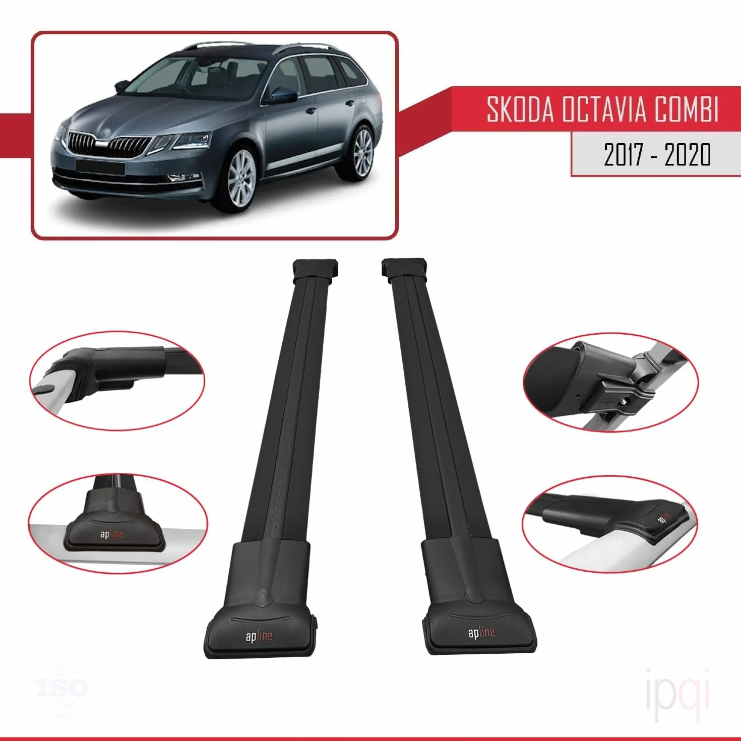 Bagażnik dachowy do Skoda Octavia 3 (5E) Combi 2017-2020, czarny aluminium 2 drążki