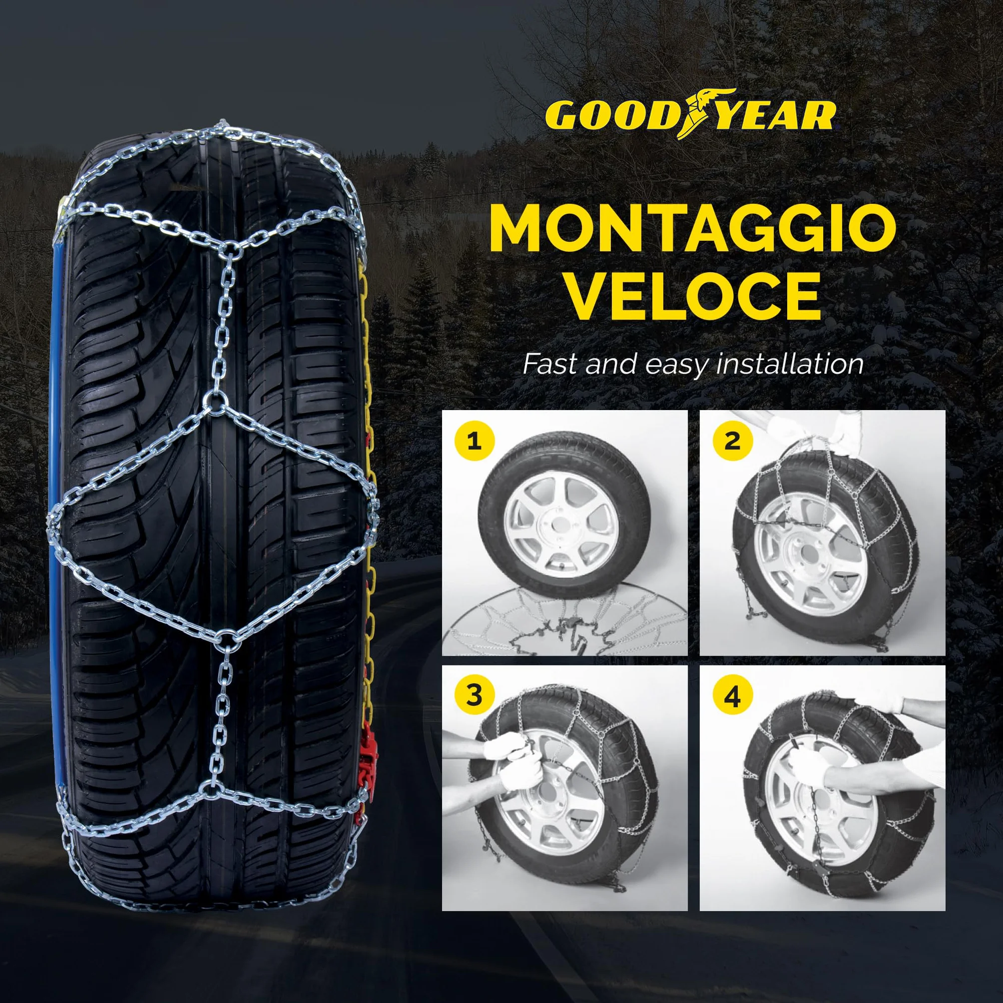 Goodyear Catene da Neve G9 9 mm Omologate TUV GS Onorm Misura 090