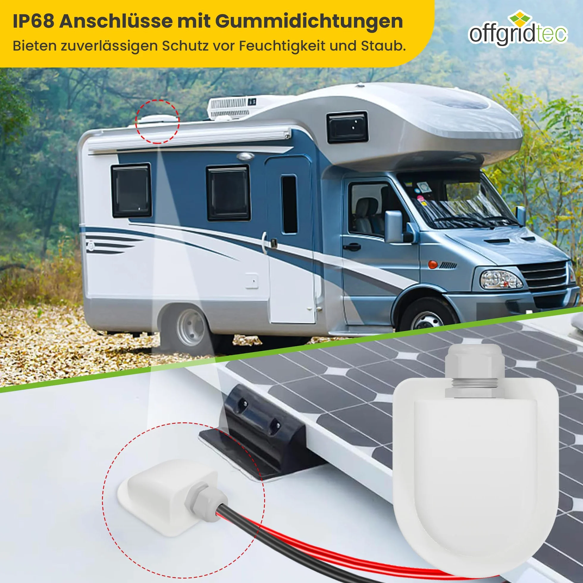 Offgridtec Przepust dachowy pojedynczy biały do kabli 13-18 mm