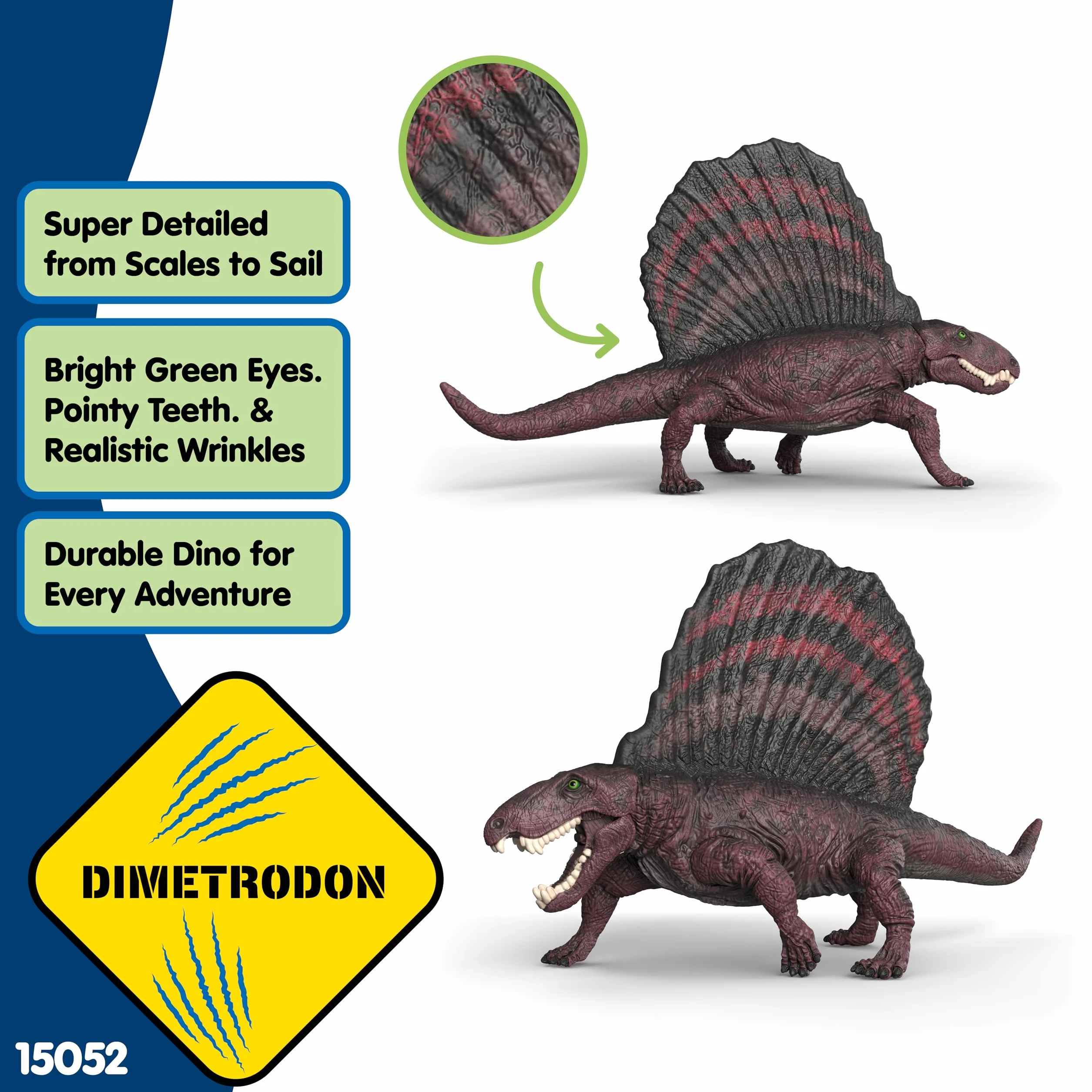 schleich DINOSAURS | Dimetrodon 15052 | Dino z ruchomą szczęką | Kolekcjonerskie zabawki dinozaurów | Prezent dla dziewczynek i chłopców | Zabawki dinozaurów od 3 lat | 18 x 10 x 7 cm
