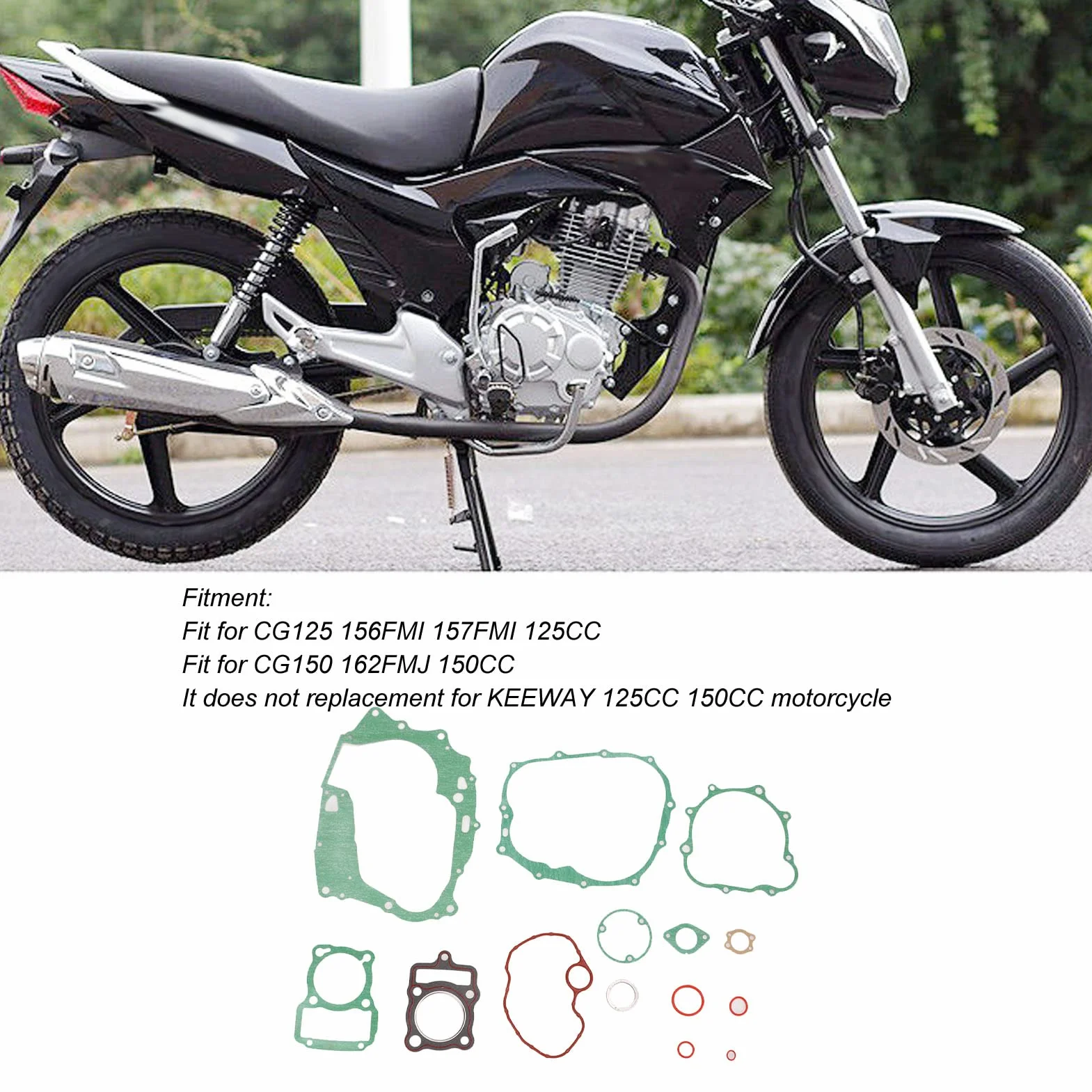 Akozon Zestaw Uszczelek Silnika 14 Sztuk do CG125 156FMI 157FMI 125CC CG150 162FMJ 150CC