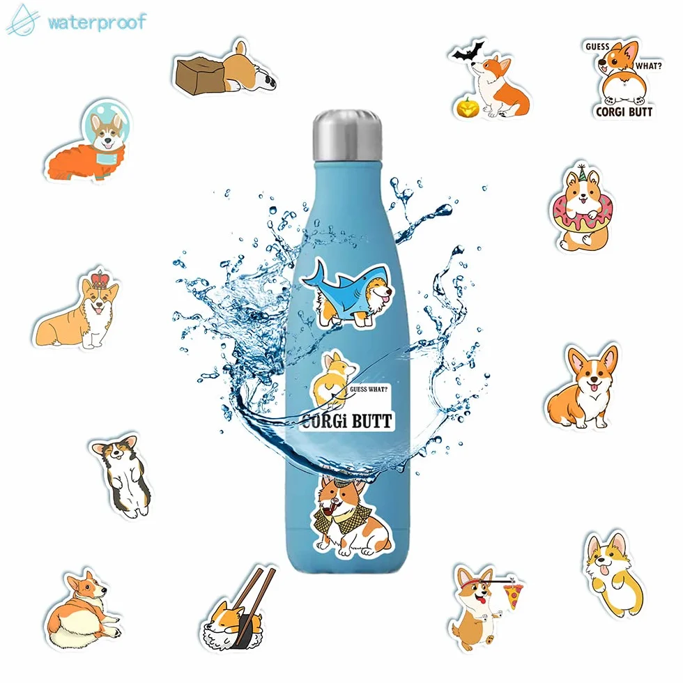 50 sztuk naklejek z obrazkami małych zwierząt, naklejki Corgi, różne słodkie akcje tematyczne naklejki, naklejki DIY do dekoracji laptopa, roweru