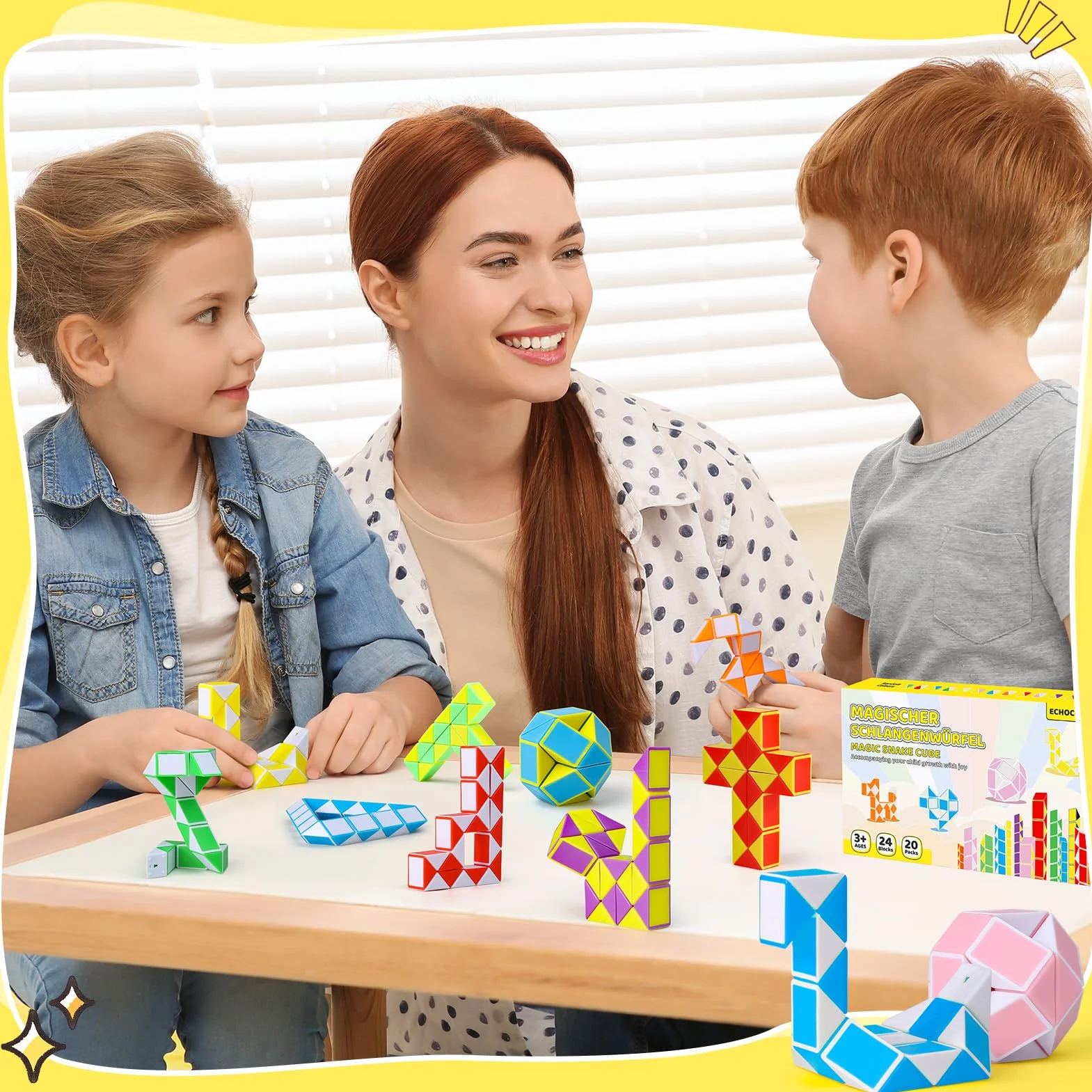 Magiczne kostki węża, 24-pak bloków, kostki prędkości węża, wypełniacz torby świątecznej, wąż puzzle zabawka, prezenty na imprezy dla dzieci (kolor