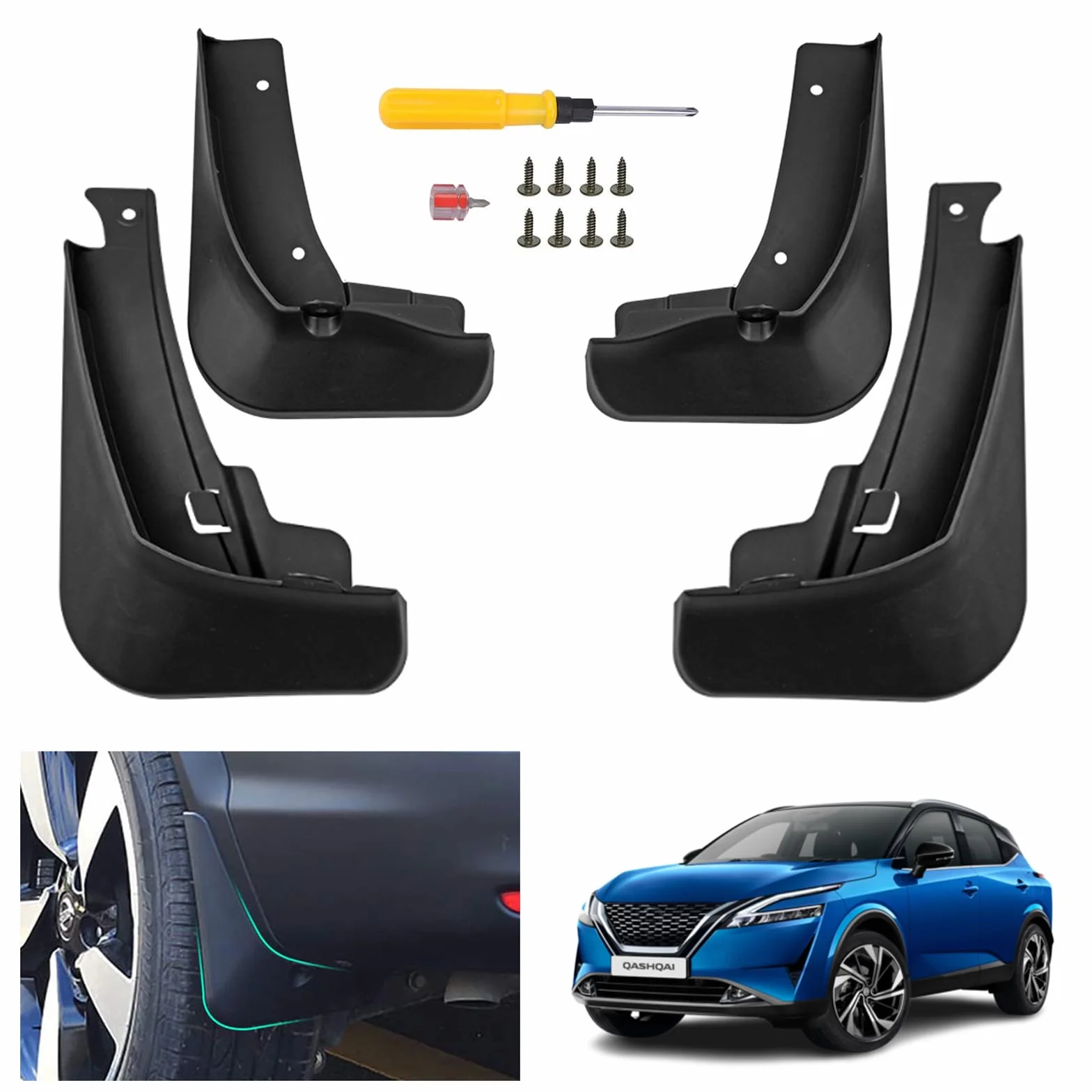 GAFAT Błotniki Przednie i Tylne do Nissan Qashqai J12 e-Power 2022-2025, Bez Wiercenia, 4 Sztuki