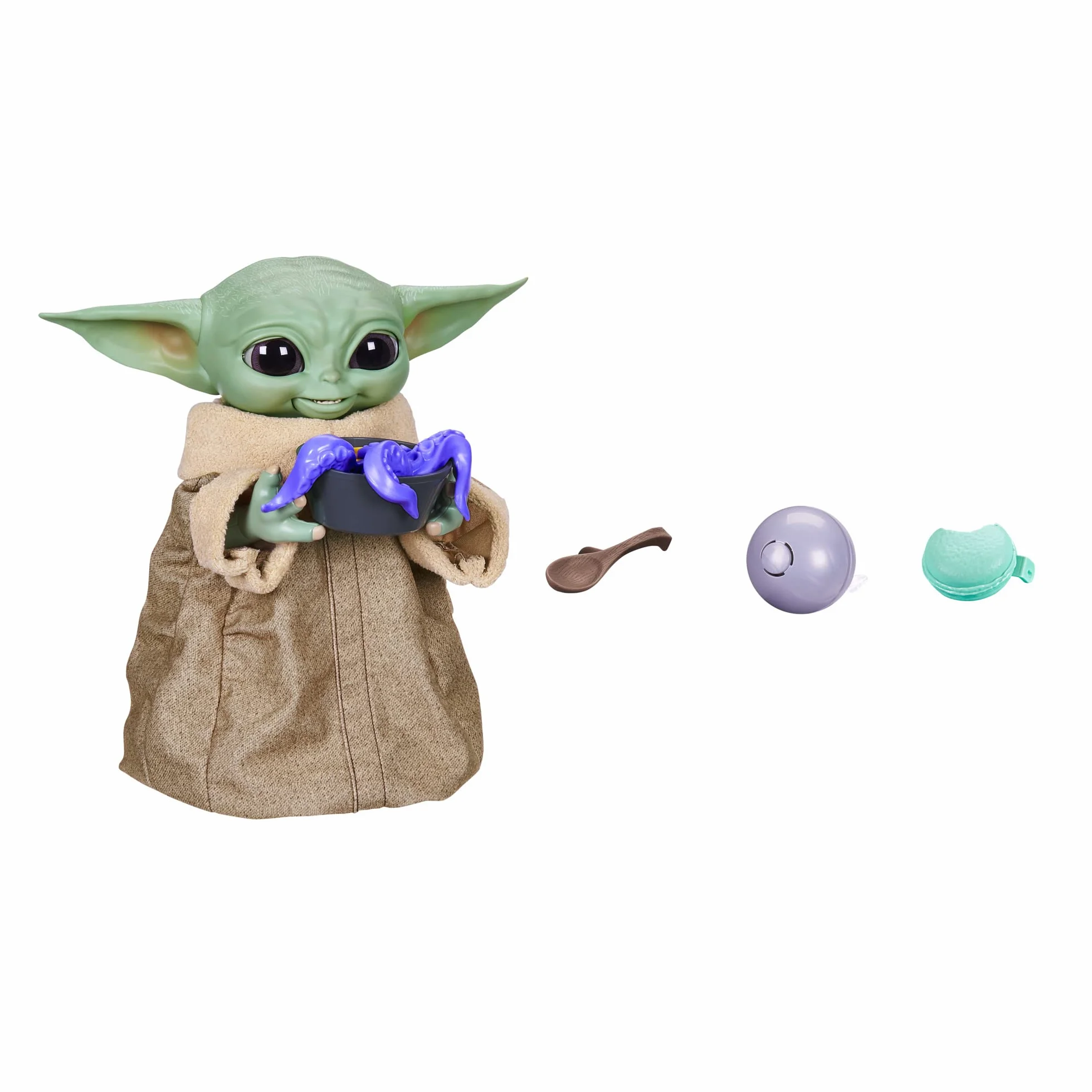 Star Wars Grogu z Gwiezdnych wojen z galaktyczną przekąską, to animatroniczna zabawka o wysokości 23,5 cm. Ten mandalorian to ponad 40 kombinacji dźwięków i ruchów, dla dzieci od 4 lat