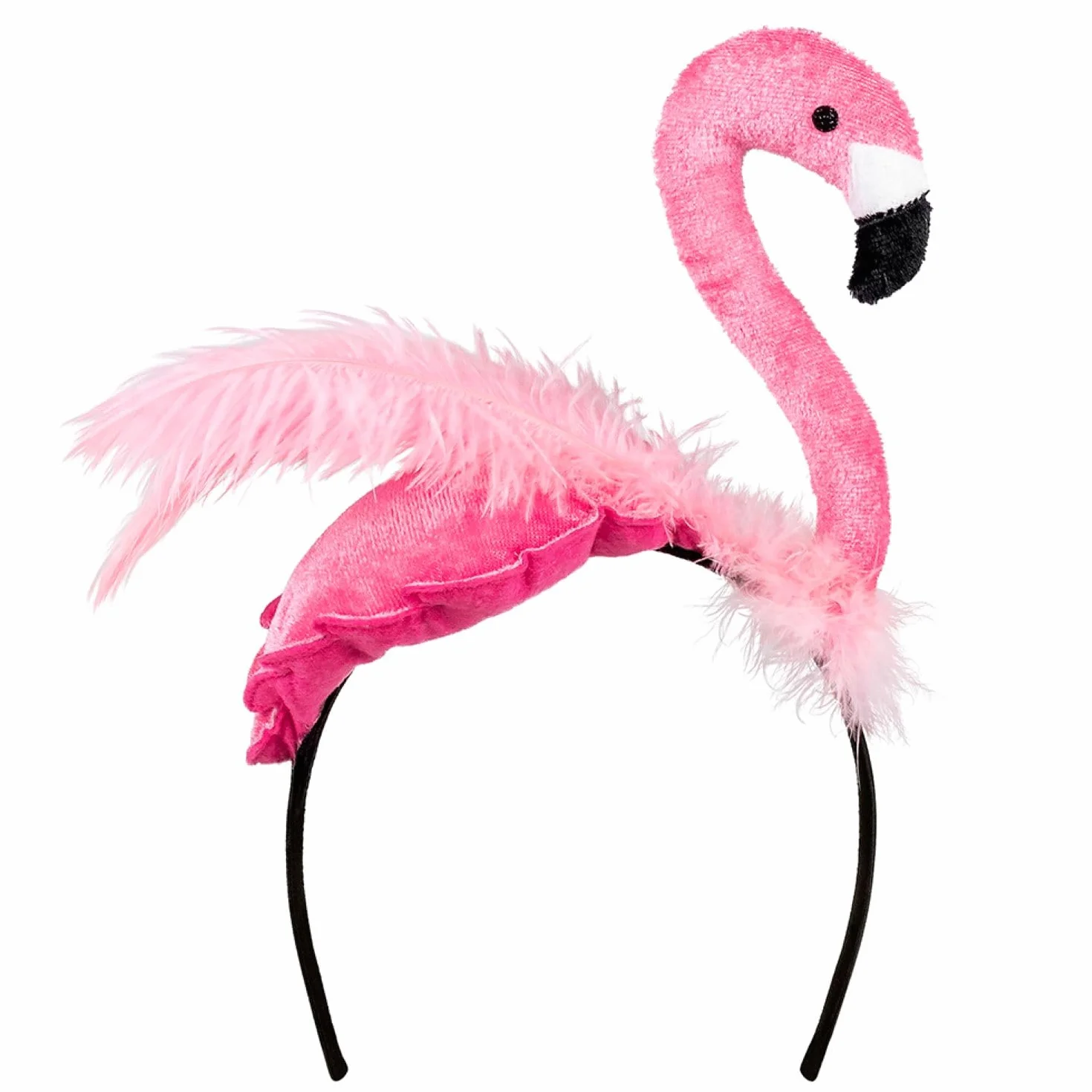 Boland 52565 - Opaska do włosów z flamingiem, nakrycie głowy, pluszak, tiara, kostium, przebranie, impreza tematyczna, karnawał
