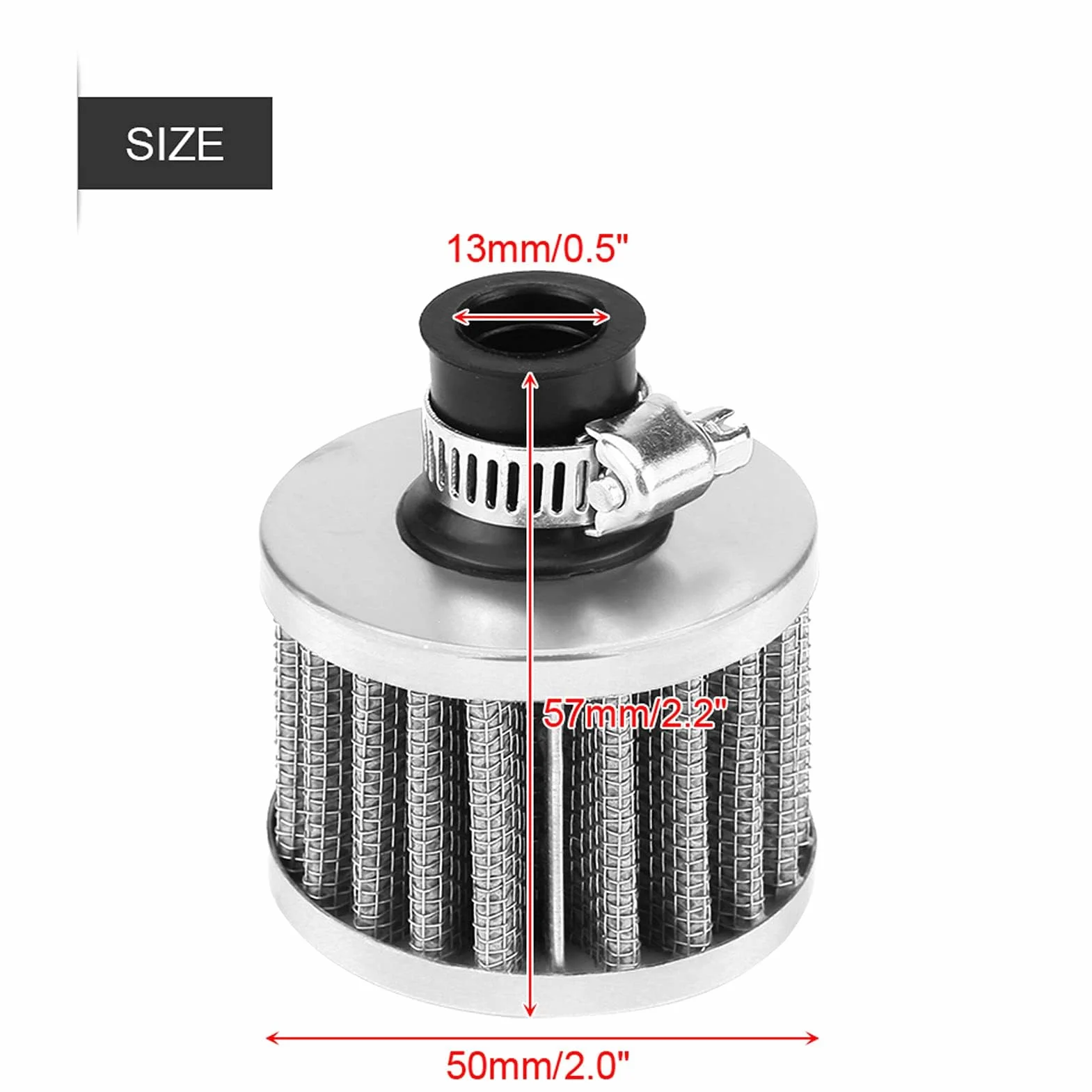 13 mm samochodowy filtr powietrza uniwersalny zacisk na zimnym powietrzu filtr wlotu powietrza okrągły stożkowy do skrzyni korbowej skutera Atv Dirt Pit Bike Motocykl (srebrny)