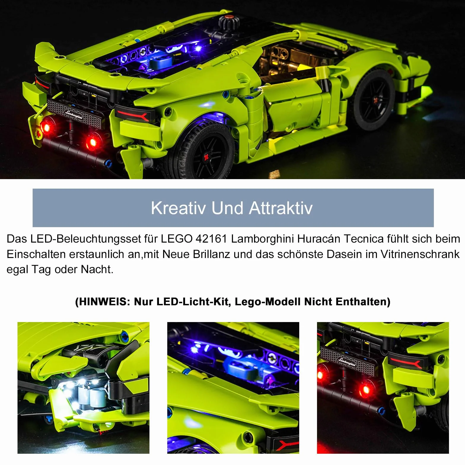 Zestaw oświetleniowy modelu LEGO 42161 Lamborghini Huracán Tecnica, zestaw oświetleniowy LED, kreatywna zabawka dla dorosłych i dzieci (zestaw nie obejmuje modelu)