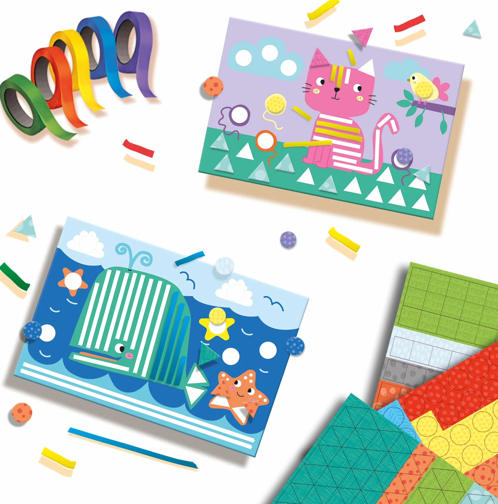 SES Creative 10124 10124-Mega zestaw dla dzieci, 418 sztuk, uczę się przyklejać i używać nożyczek, pudełko rzemieślnicze 3 lata plus