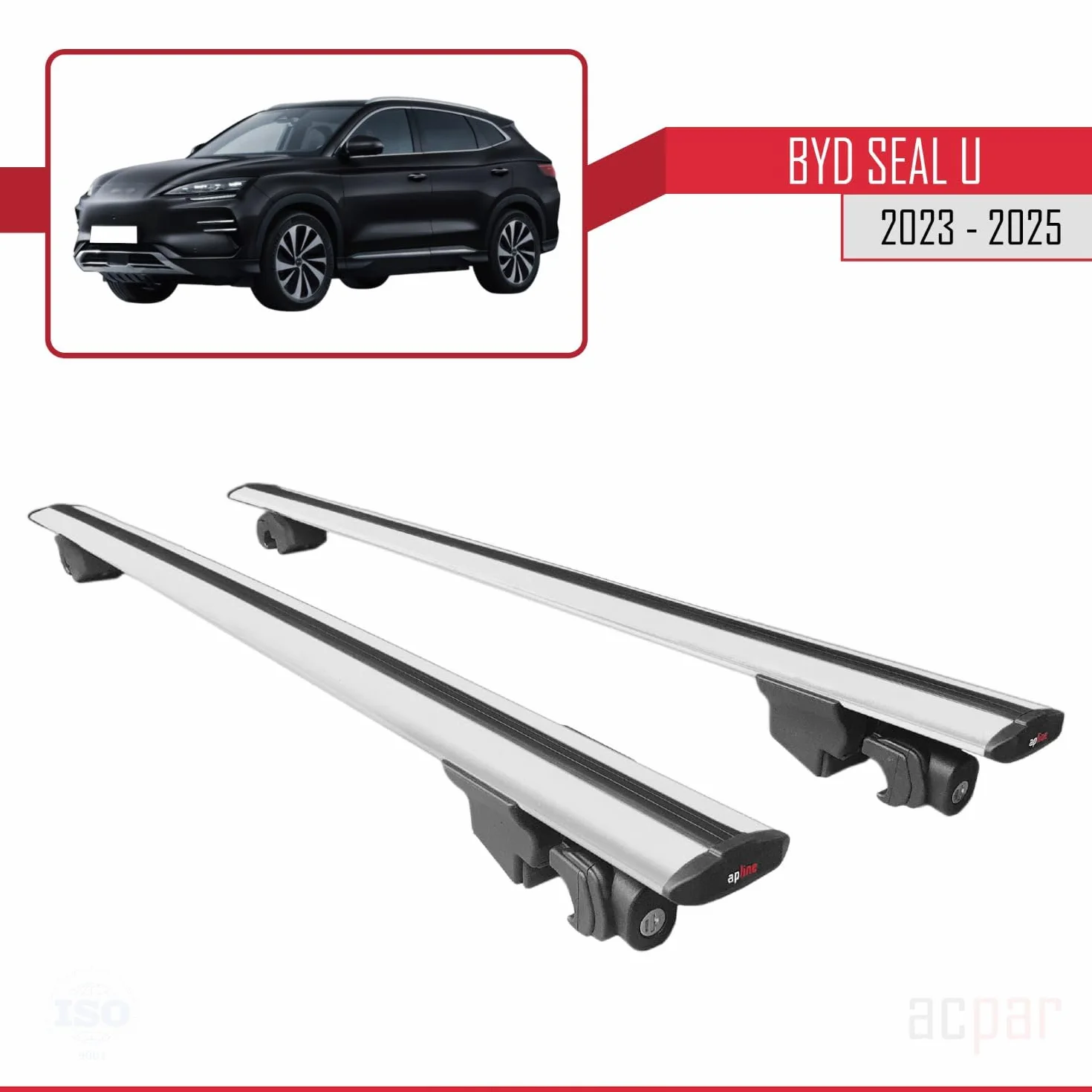Kompatybilny z BYD Seal U (SA3) 2023-2026 HOOK Model Aluminiowe poprzeczki dachowe Szary 2 szt.