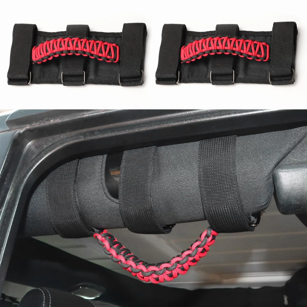 Uchwyty kompatybilne z Wrangler JK YJ TJ CJ JK JL JLU, uchwyty samochodowe, czerwone