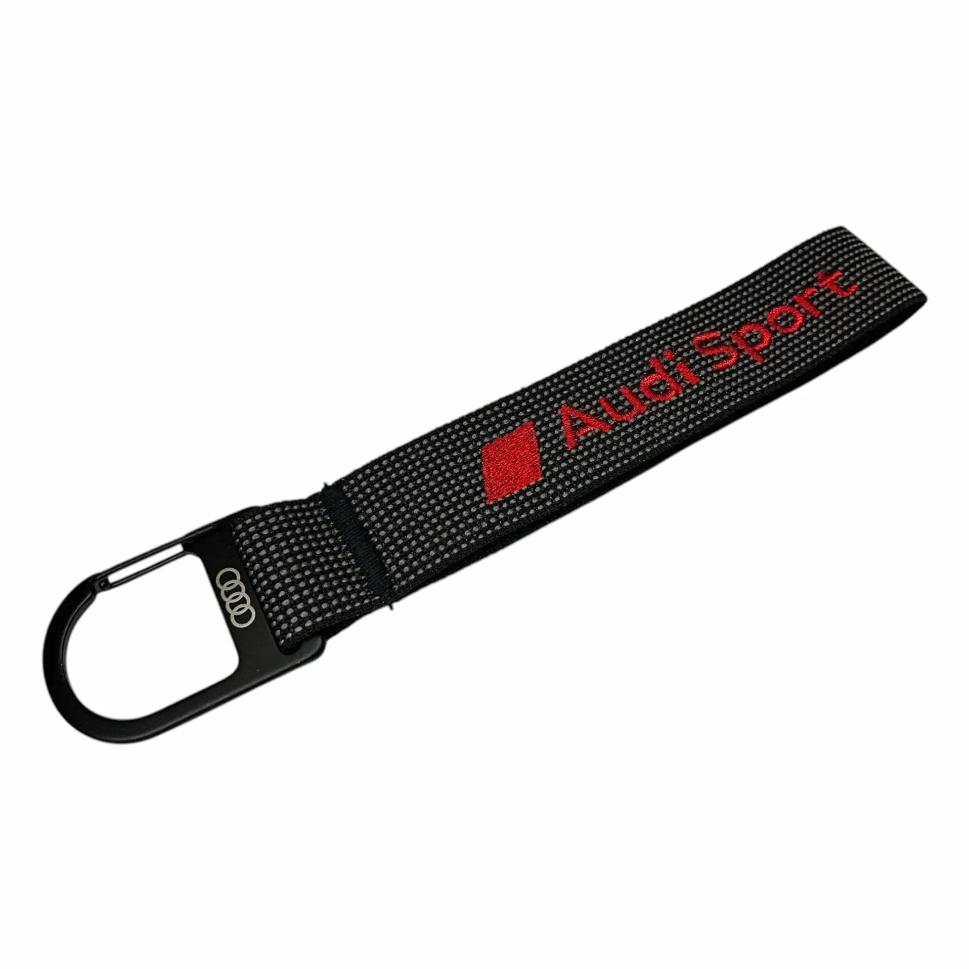 Audi breloczek do kluczy smycz na klucze romby logo karabińczyk czarny/czerwony 15 cm