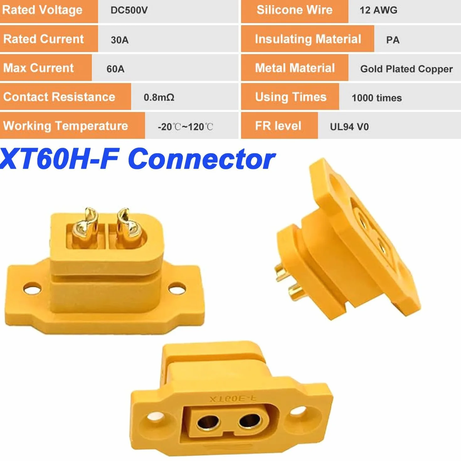 RUNCCI-YUN 10 par XT60E-F XT60h XT60 wysokowydajnych męskich wtyczek kablowych z gumową nasadką, śruby zabezpieczone przed wodą do akumulatora Lipo XT60