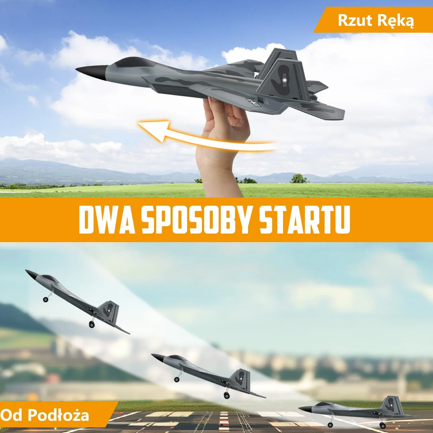 HAWK'S WORK 2-kanałowy Samolot RC, F-22 Samolot Gotowy do Lotu, Pilot 2.4GHz, Łatwy w Pilotażu Lotniowiec RC dla Dzieci i Początkujących
