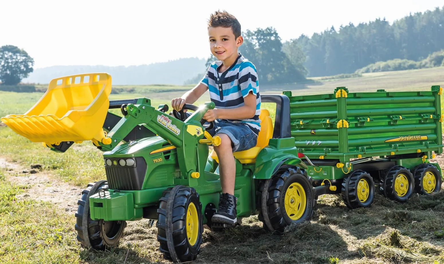 Rolly Toys rollyMulti Trailer John Deere Kipper (wywrotka trójstronna z korbą gwintowaną, sprzęgłem tylnym) 125043