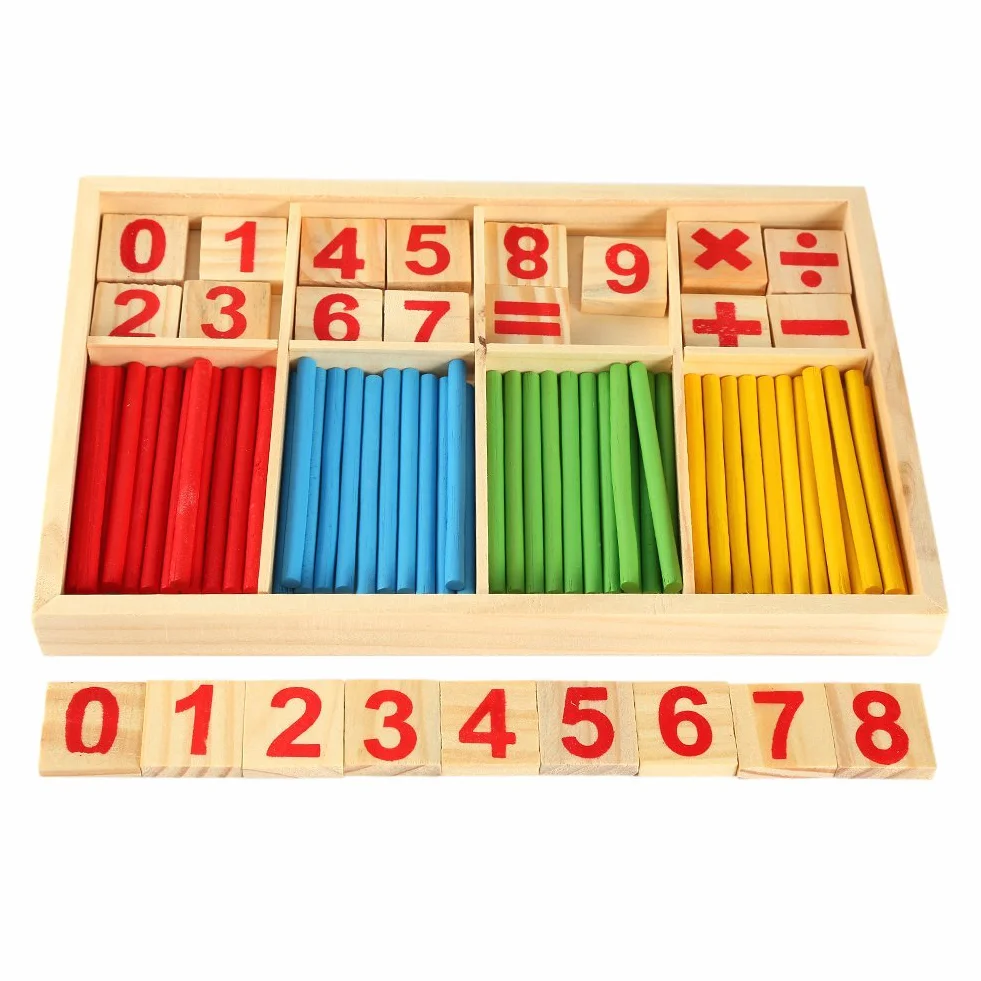 Kolorowe drewniane zabawki dla dzieci, zabawki do matematyki, zabawki edukacyjne, klocki, pręty liczące, drewniana inteligencja matematyczna, wielokolorowa