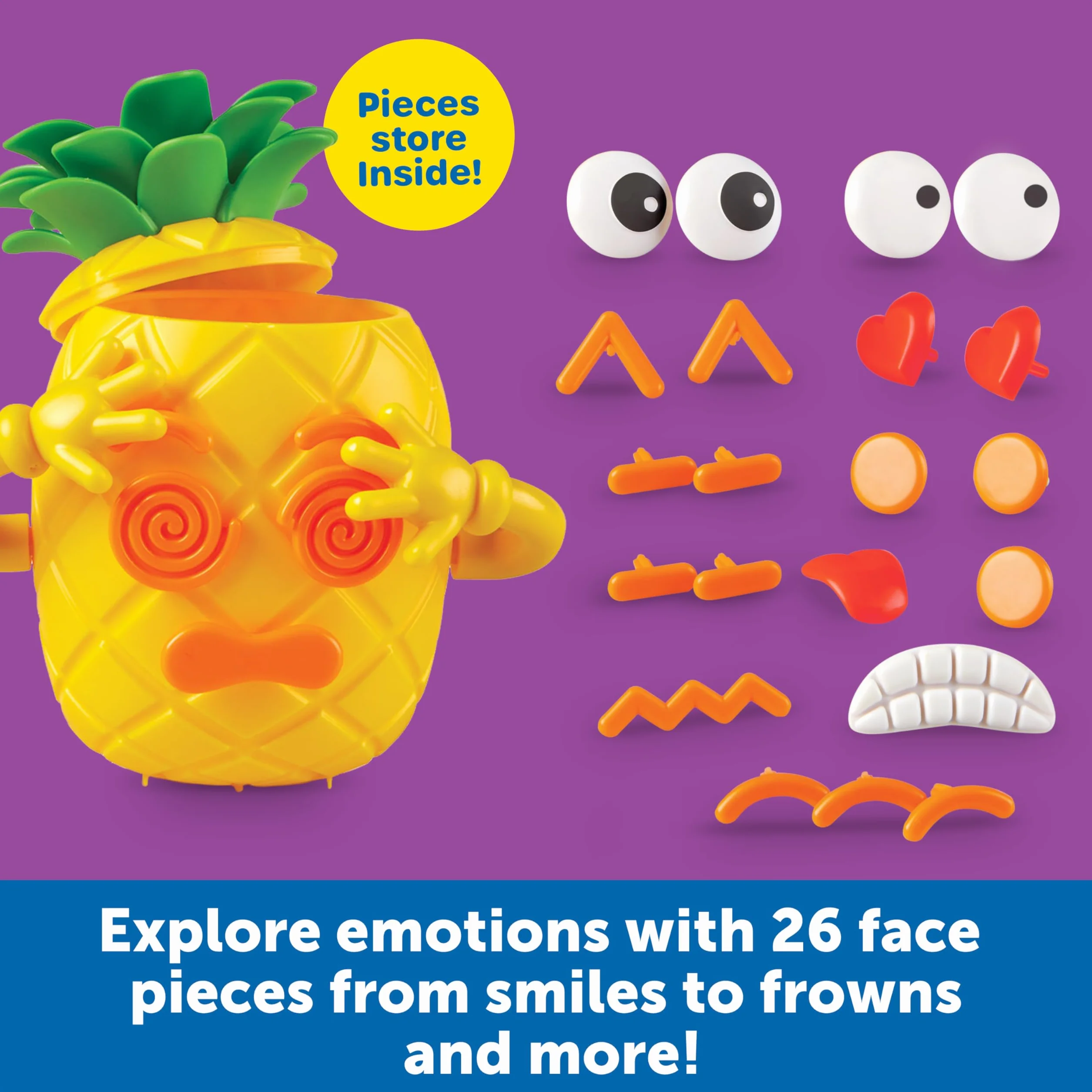 Learning Resources Big Feelings Pineapple Spo?eczna Nauka Emocjonalna Zabawka 30-Kawałek Zestaw, żółty