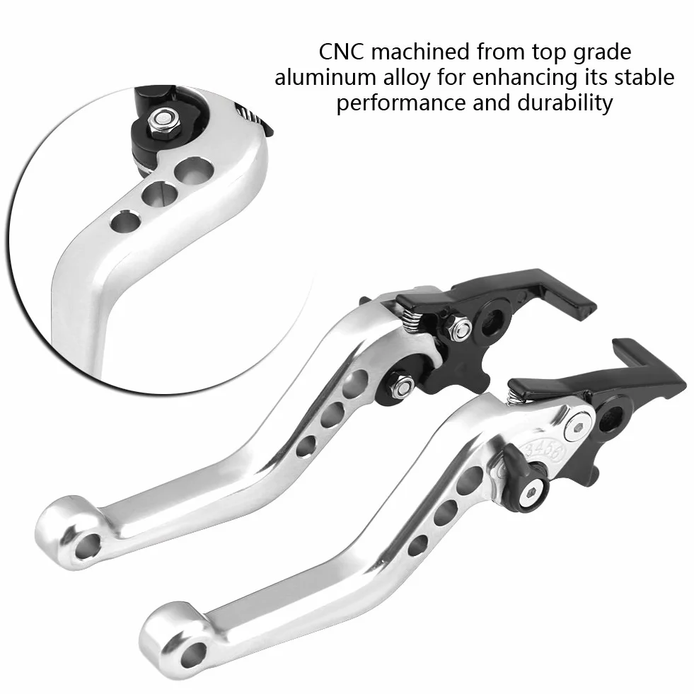 Qiilu 1 para CNC ze stopu aluminium modyfikacja motocykla podwójna dźwignia hamulca tarczowego (srebrny)
