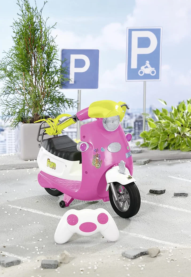 BABY born City RC Glam-Scooter, zdalnie sterowana hulajnoga dla lalek z funkcją oświetlenia, 830192 Zapf Creation