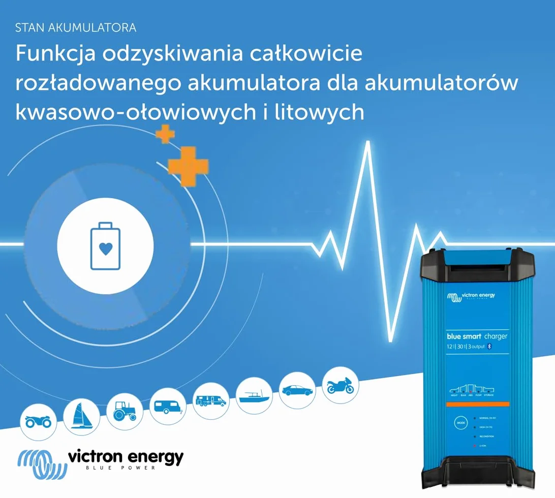 Victron Energy Blue Smart IP22 12-Volt 30 amp 230V Ładowarka do Akumulatorów CEE 7/7 Bluetooth