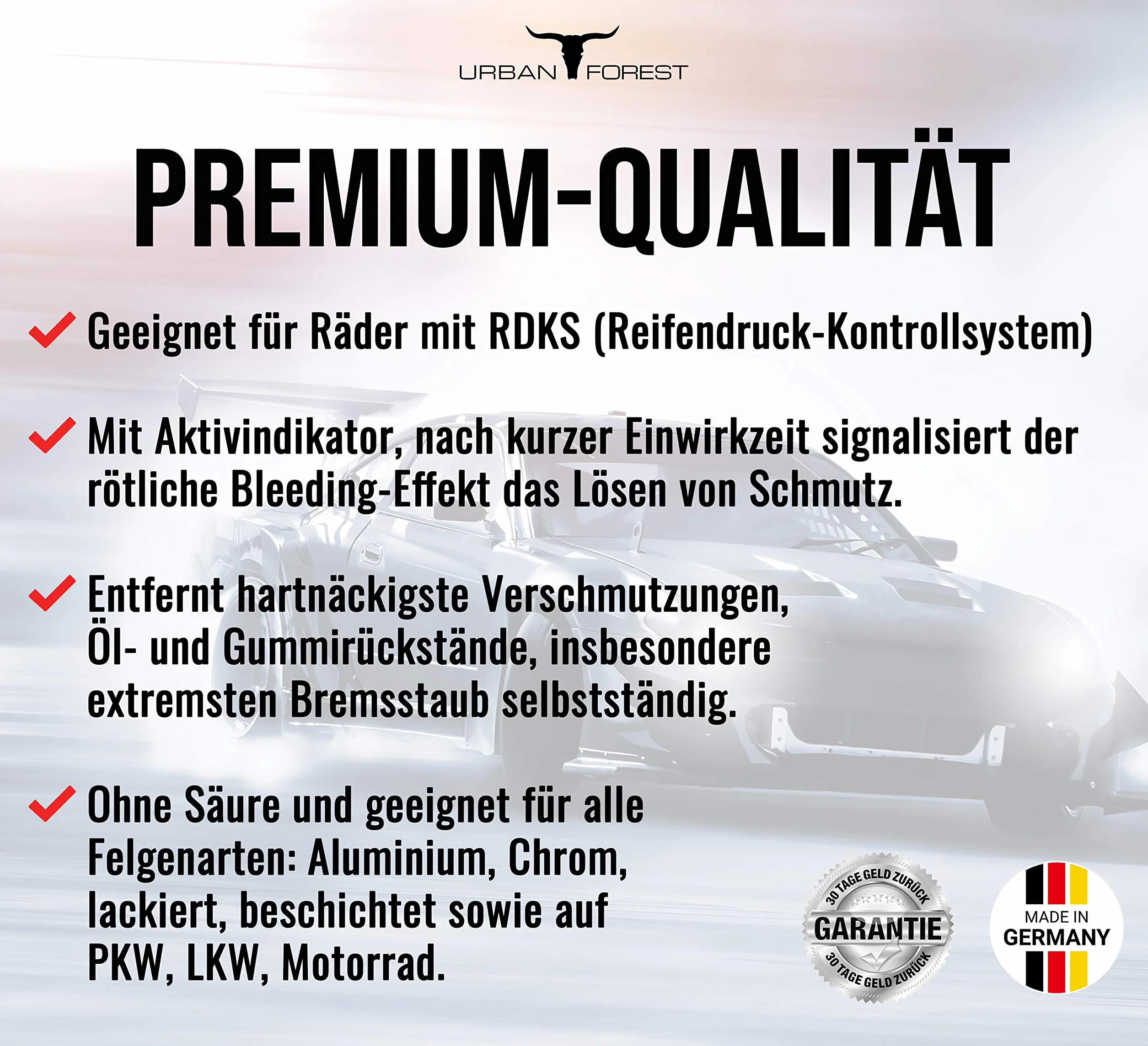 Premium środek do czyszczenia felg samochodowych 1000 ml na felgi aluminiowe z wskaźnikiem kolorów | Środek do czyszczenia wszystkich kół w sprayu | Profesjonalny środek do usuwania brudu | Usuwa kurz