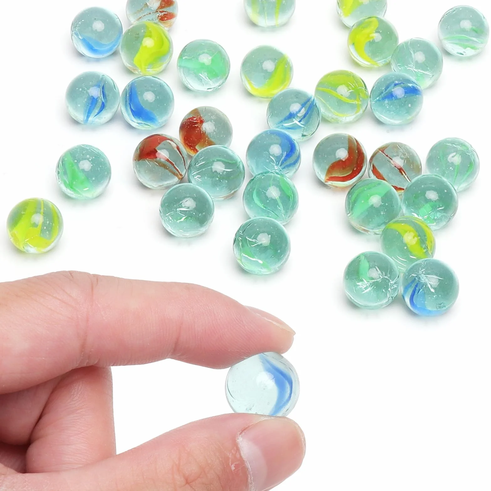 100 Sztuk Szklanych Kulek 14 mm, Kolorowe Szklane Marmury, Zabawki, Klasyczne, Kolorowe dla Rodziny, do Szkoły i na Zewnątrz – Uniwersalna Dekoracja do Wazonu, Akwarium, Projektów Zrób to Sam