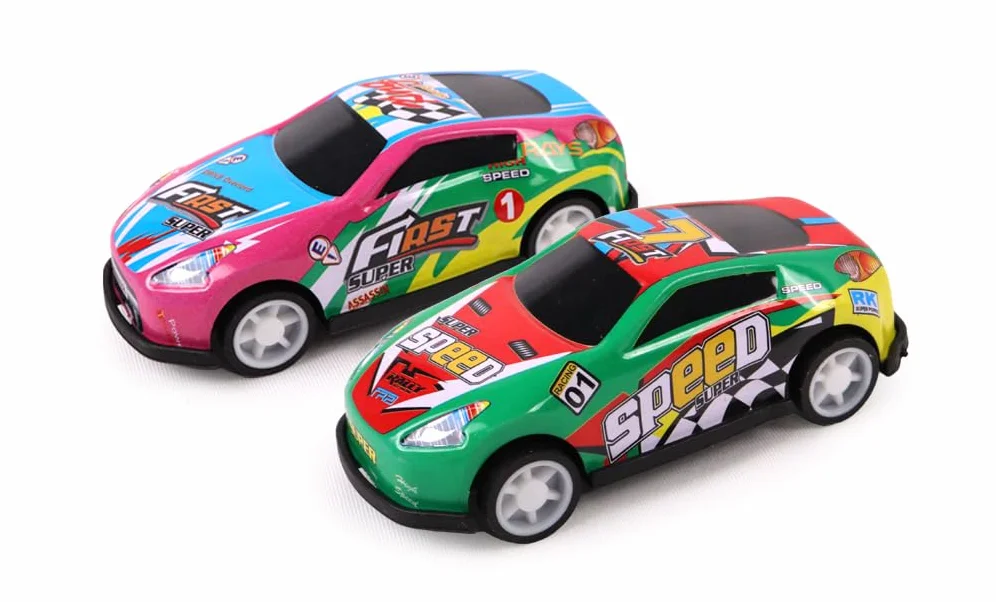 FLYPOP'S - 2 Mini Samochody - DIE CAST - 022879 - W Róznych Kolorach - Metal - 1/64 - Zabawka Dla Dziecka - Prezent - Pojazdy na Wolnych Kolach - Kiermasz - 6,5 cm - Dla Dzieci od 3 lat