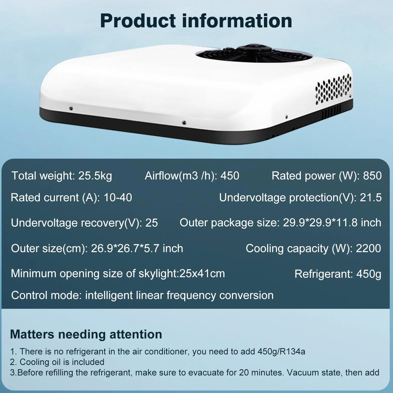 12 V DC RV Air Conditioner, klimatyzator do samochodów kempingowych, niski poziom hałasu, mobilne klimatyzatory do wygodnego podróżowania, do przyczepy kempingowej, kolor biały, 12 V