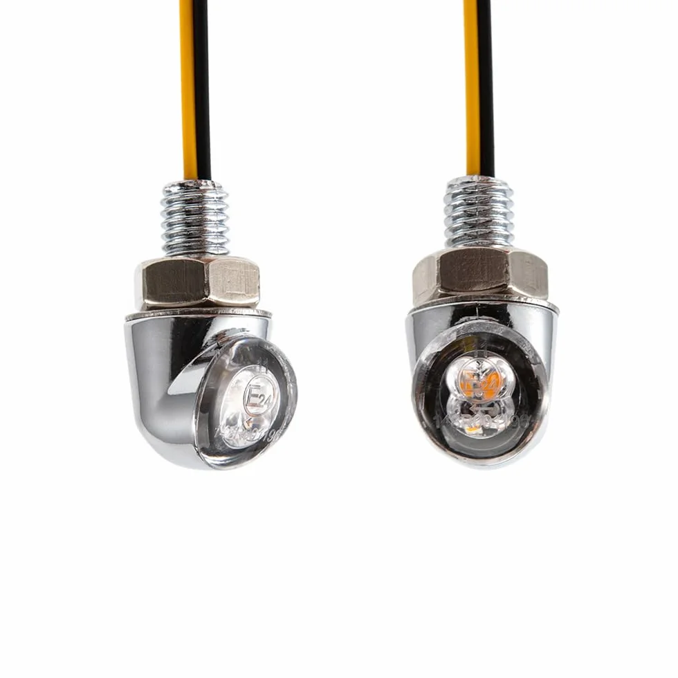 Mini LED Motocykl Kierunkowskazy Światła Boczne Marker 12V 8mm Śruba Srebrny