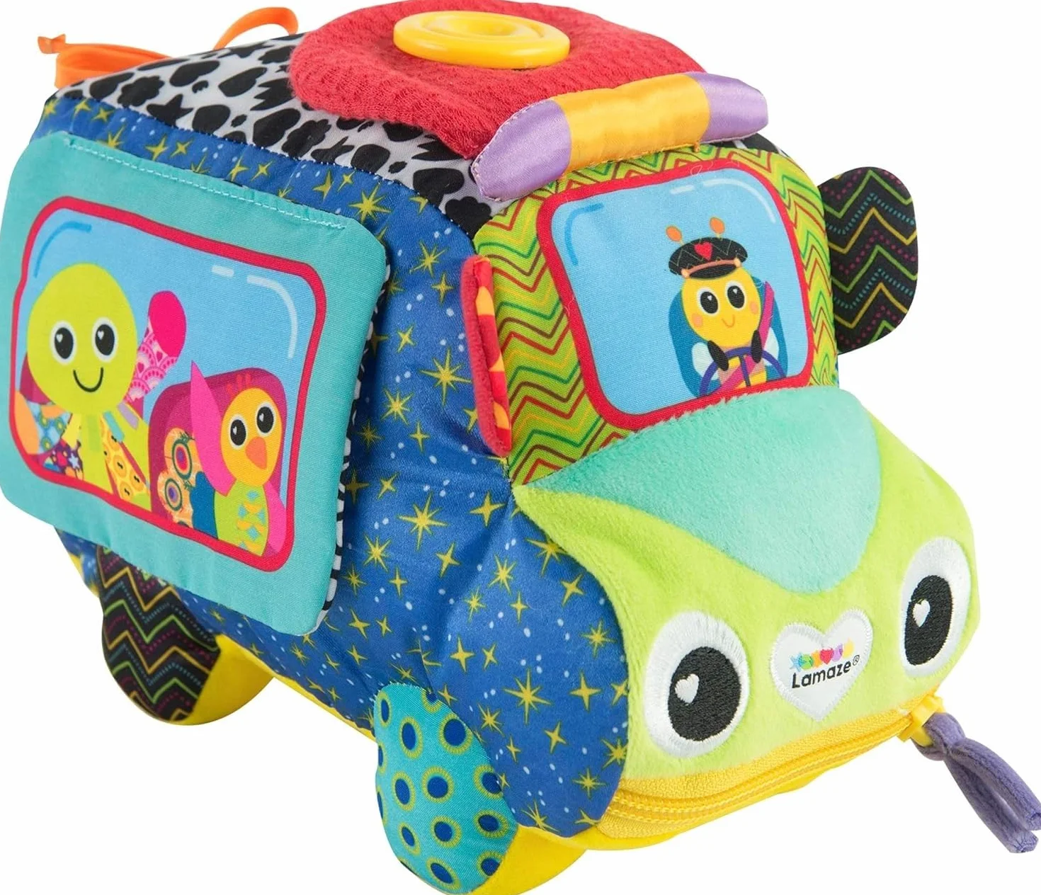 LAMAZE Freddie's Activity Bus Baby Toy, Plush Sensory Toy with Flaps & Discovery Mirror for Sensory Play, New Baby Gifts for Toddlers Boys & Girls From 18 Months, 2, 3+ Year Olds