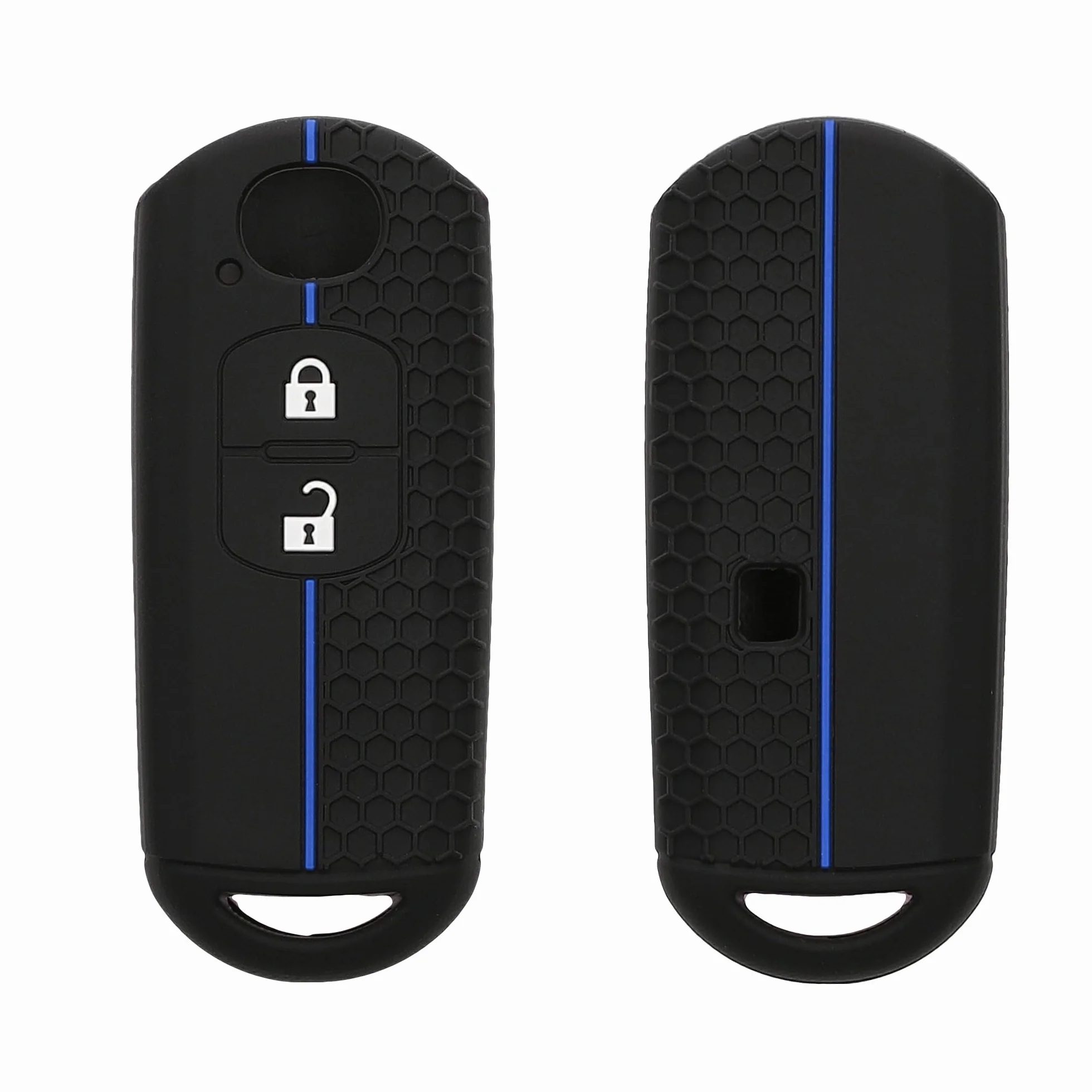 kwmobile Etui kompatybilne z Mazda Keyless Go Key Car Key Cover - Silikonowy pokrowiec na pilot samochodowy - Czarny/Niebieski