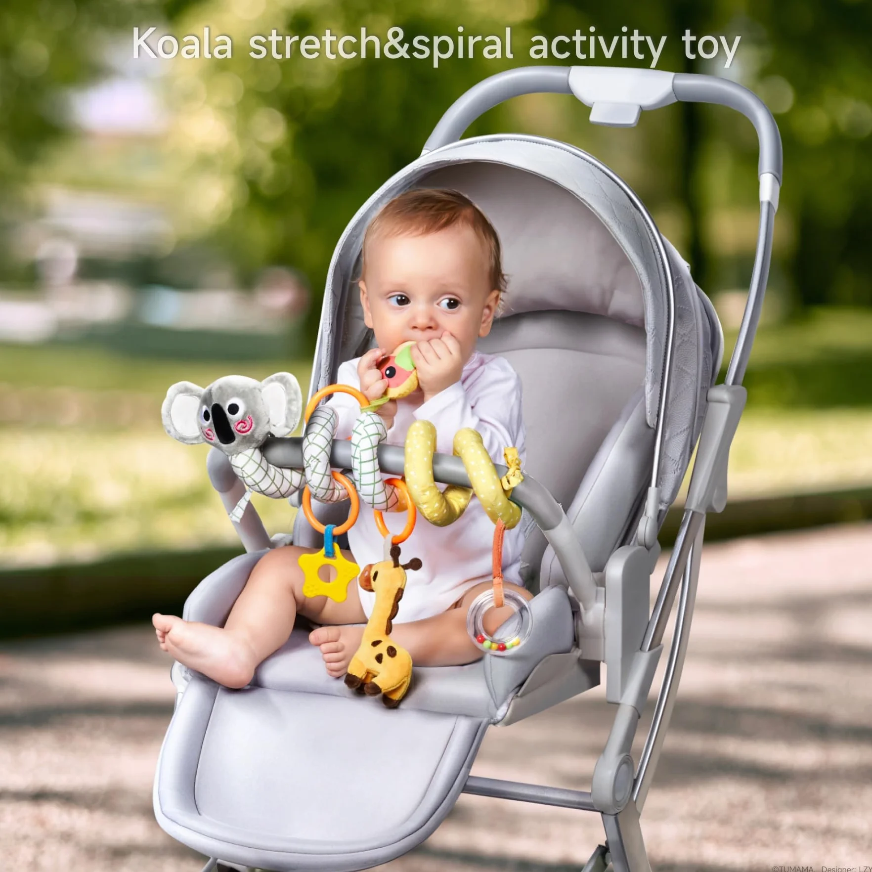 Tumama Kids Spiralny wózek dziecięcy dla niemowląt 0-12 miesięcy, fotelik samochodowy dla niemowląt, miękkie wiszące zabawki, sensoryczna wczesna edukacja, wózek dziecięcy
