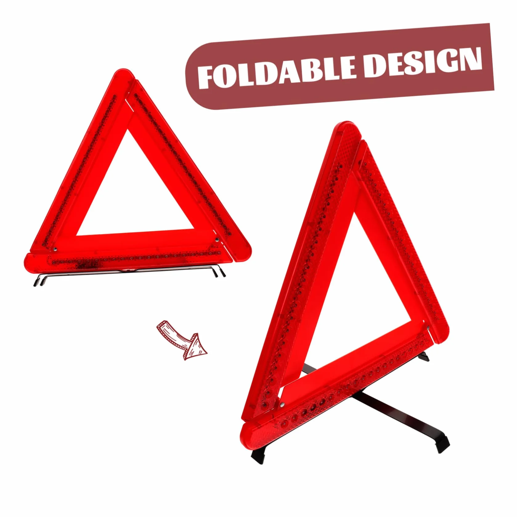 Triangular Emergency Warning Triangle Light with Reflective Material Foldable Roadside Lighting Device