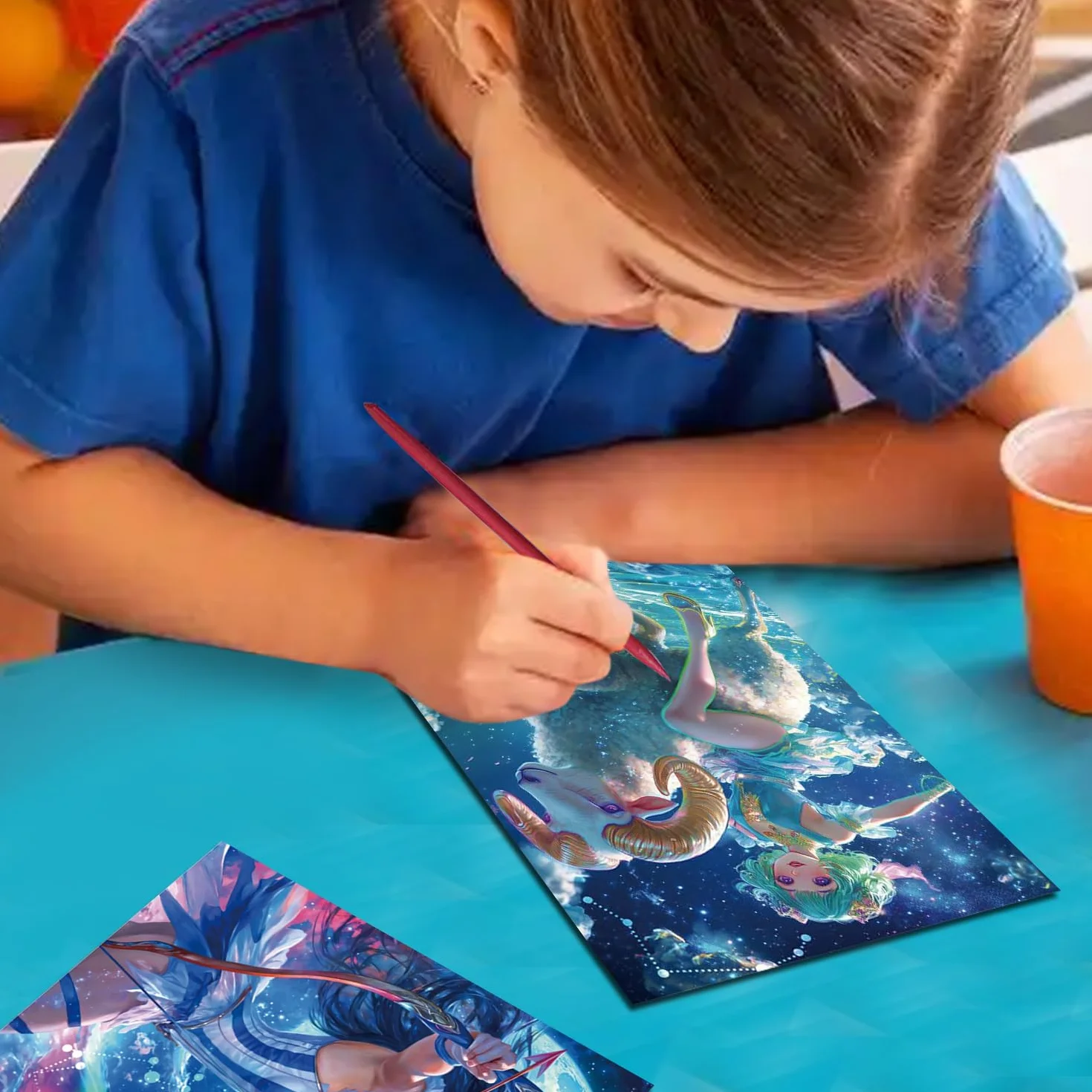 Georgie Porgy Zestaw obrazków do zdrapywania dla dzieci i dorosłych, Magic Rainbow A4, papier do zdrapywania na Boże Narodzenie, prezent urodzinowy z zestawem narzędzi do zdrapywania (świecąca w nocy