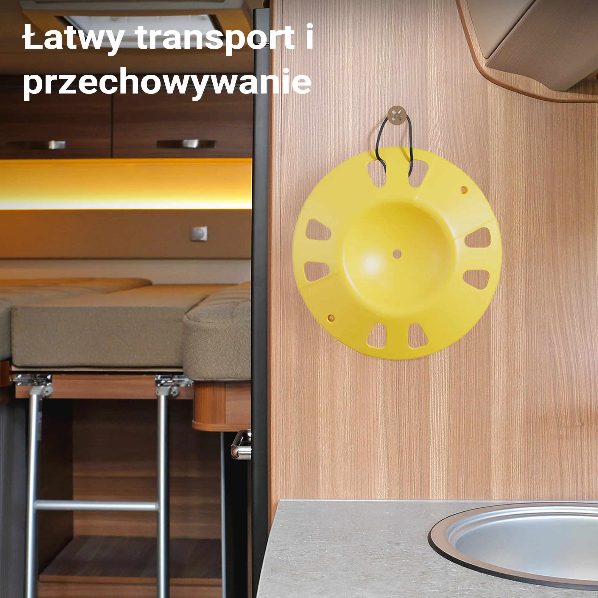 Wiltec Okrągły klin pod koło podporowe 305 mm do 1995 kg, z uchwytem, podkładka HDPE dla kół do Ø 150 mm pod koła przyczepy kempingowej, kampera