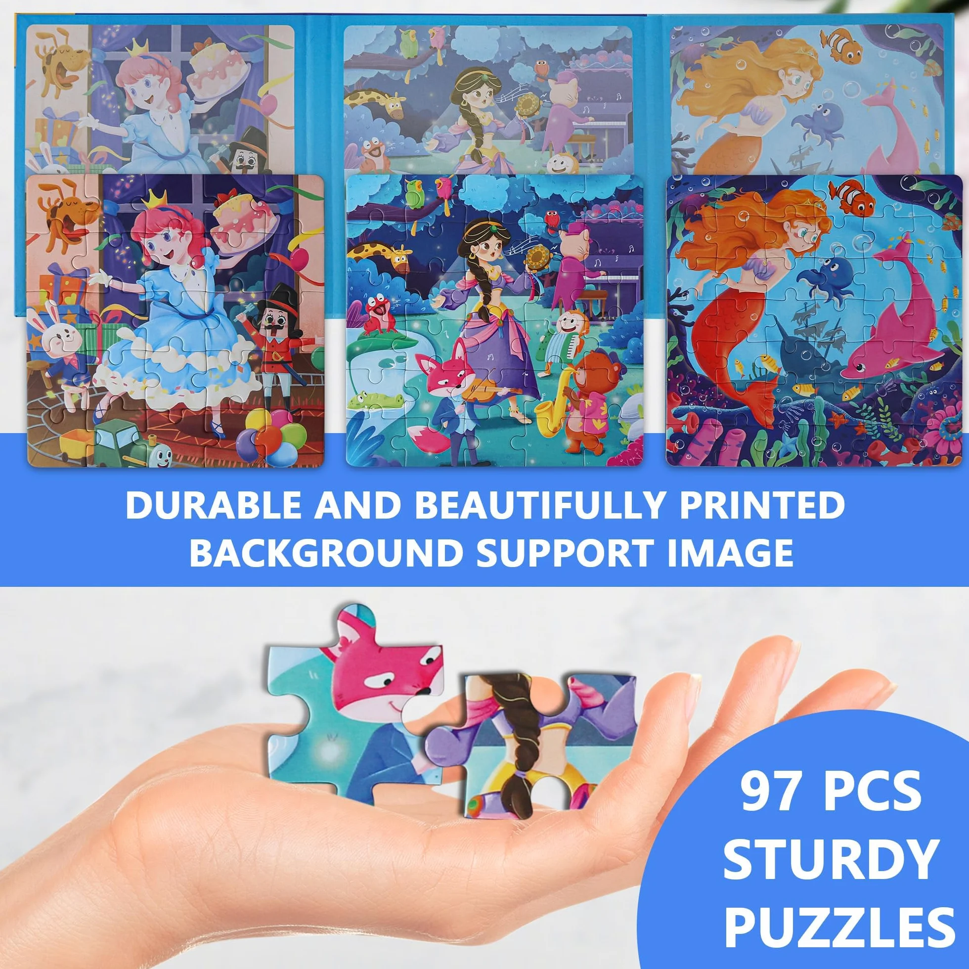 Puzzle dla dzieci, magnetyczne puzzle, bajkowe puzzle dla dzieci, gry podróżne, dla dzieci od 3 lat, zabawka edukacyjna, 97 elementów, magnetyczne puzzle do podróży, dla dzieci, prezent i gry dla