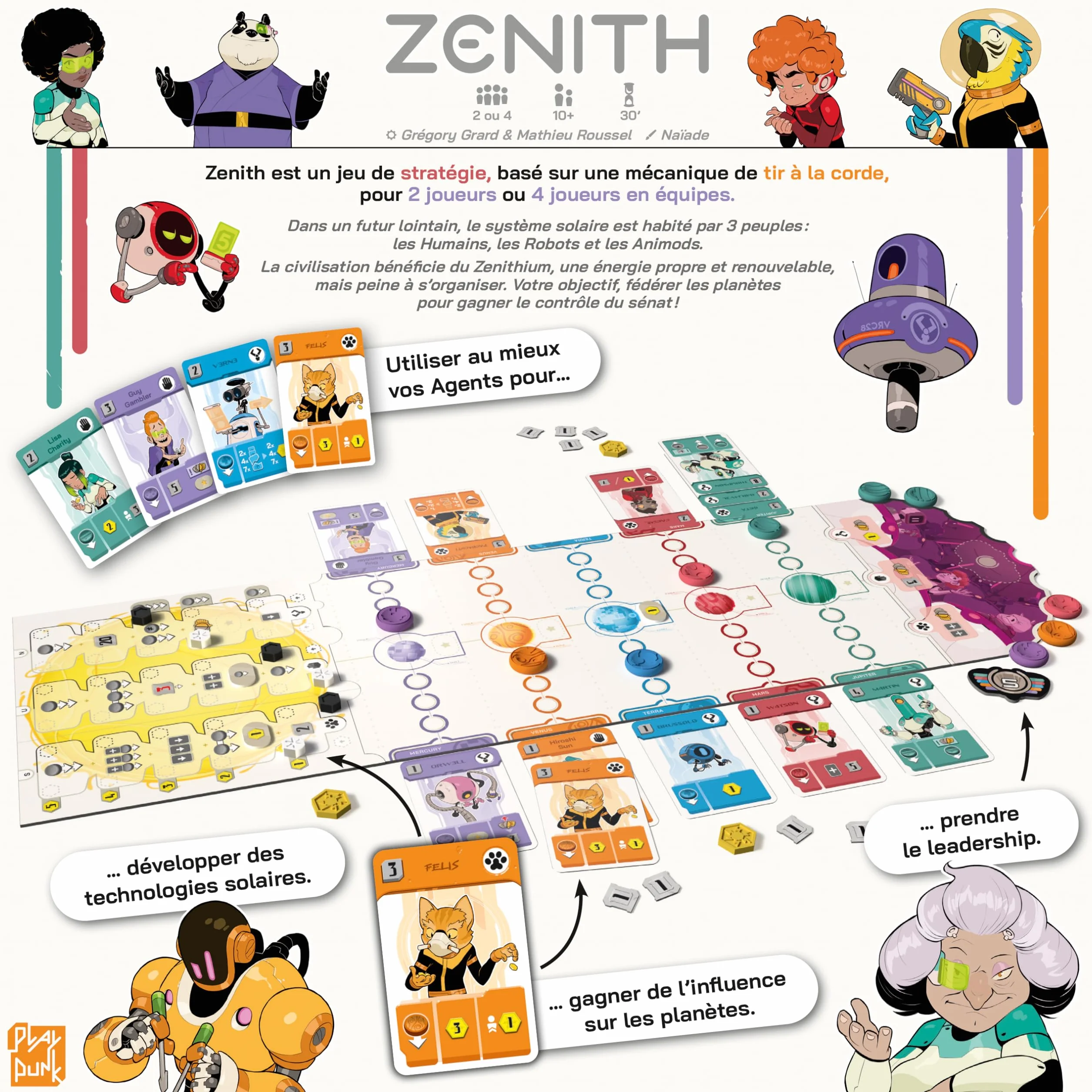 Asmodee - Zenith - Gry planszowe - Gra strategiczna dla 2 lub 4 graczy - Przejmij kontrolę nad planetami, aby wygrać mecz - 30 min - język francuski - Playpunk Studio