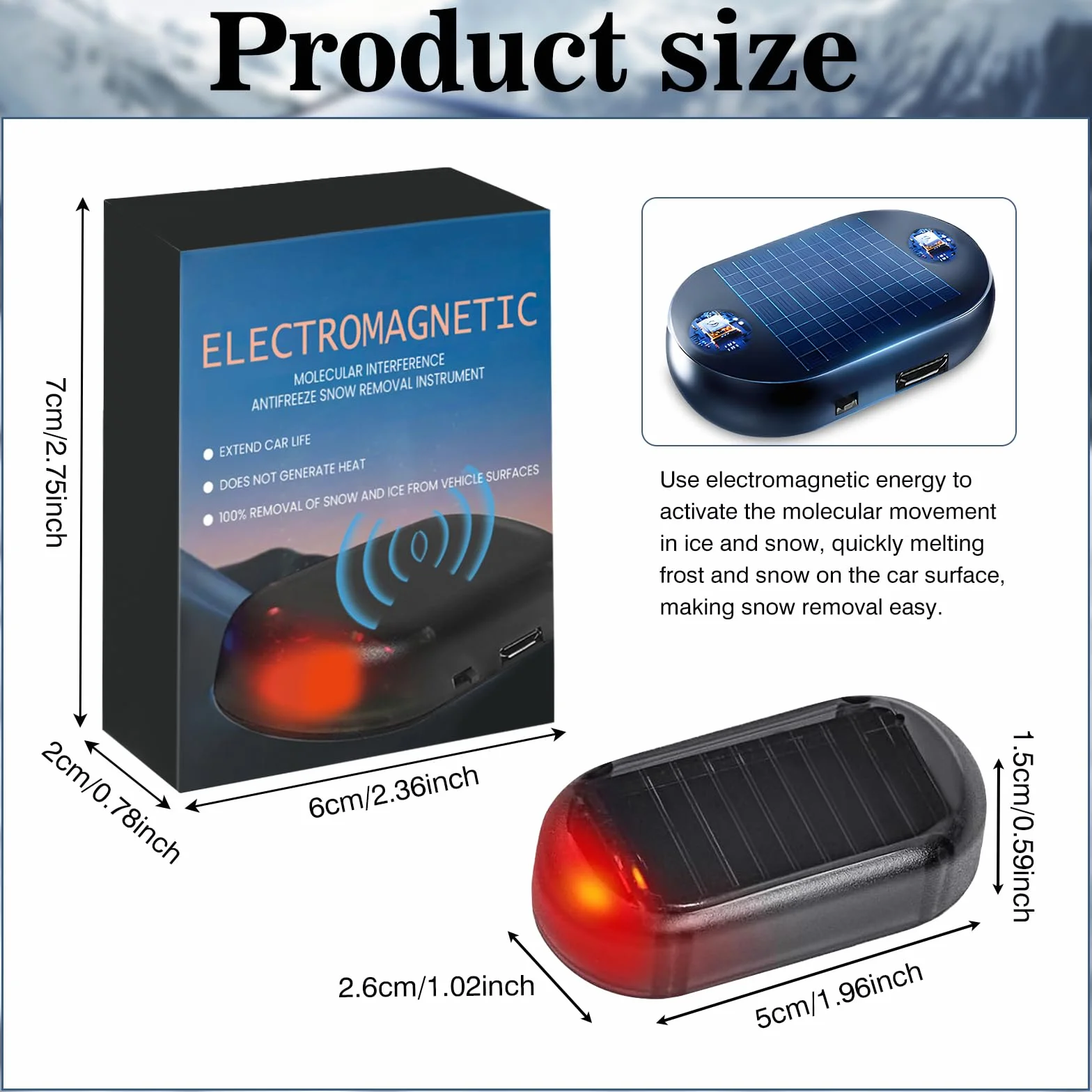 Odmrażacz samochodowy elektromagnetyczny, elektromagnetyczny odmrażacz samochodowy z USB, elektryczne urządzenie do szybkiego odmrażania i odśnieżania przedniej szyby (4)
