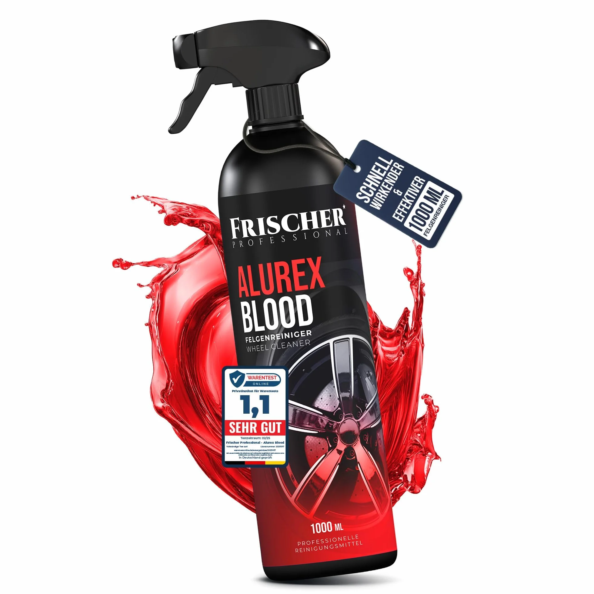 FRISCHER PROFESSIONAL1000 ml środek do czyszczenia felg do wszystkich felg ych ze szczotką do skutecznej pielęgnacji felg sam