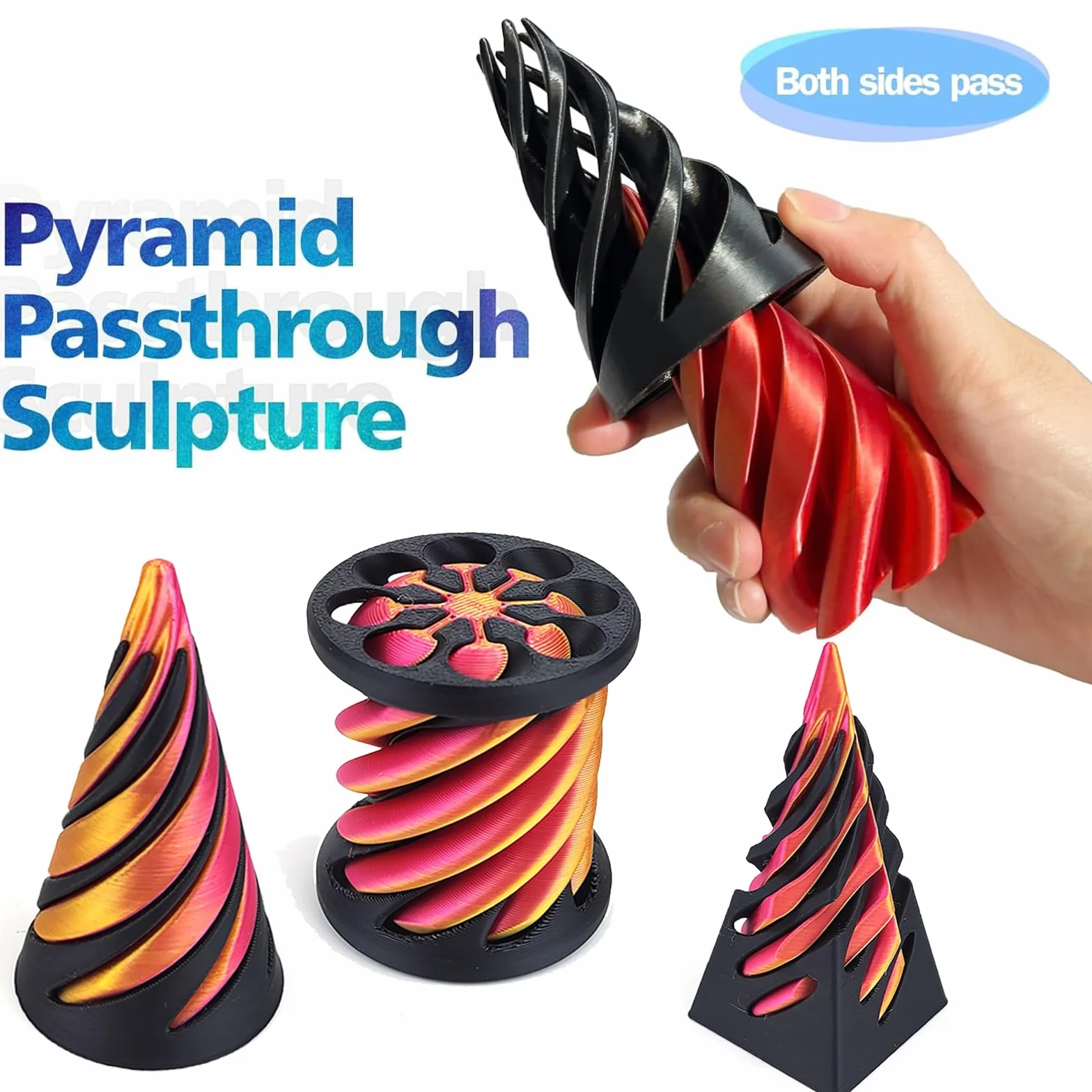 Spiral Cone Fidget Toy (3 szt.) ,The Impossible Cone – niemożliwa spiralna zabawka 3D do redukcji stresu, spiralna zabawka dekompresyjna 3D dla dorosłych i dzieci