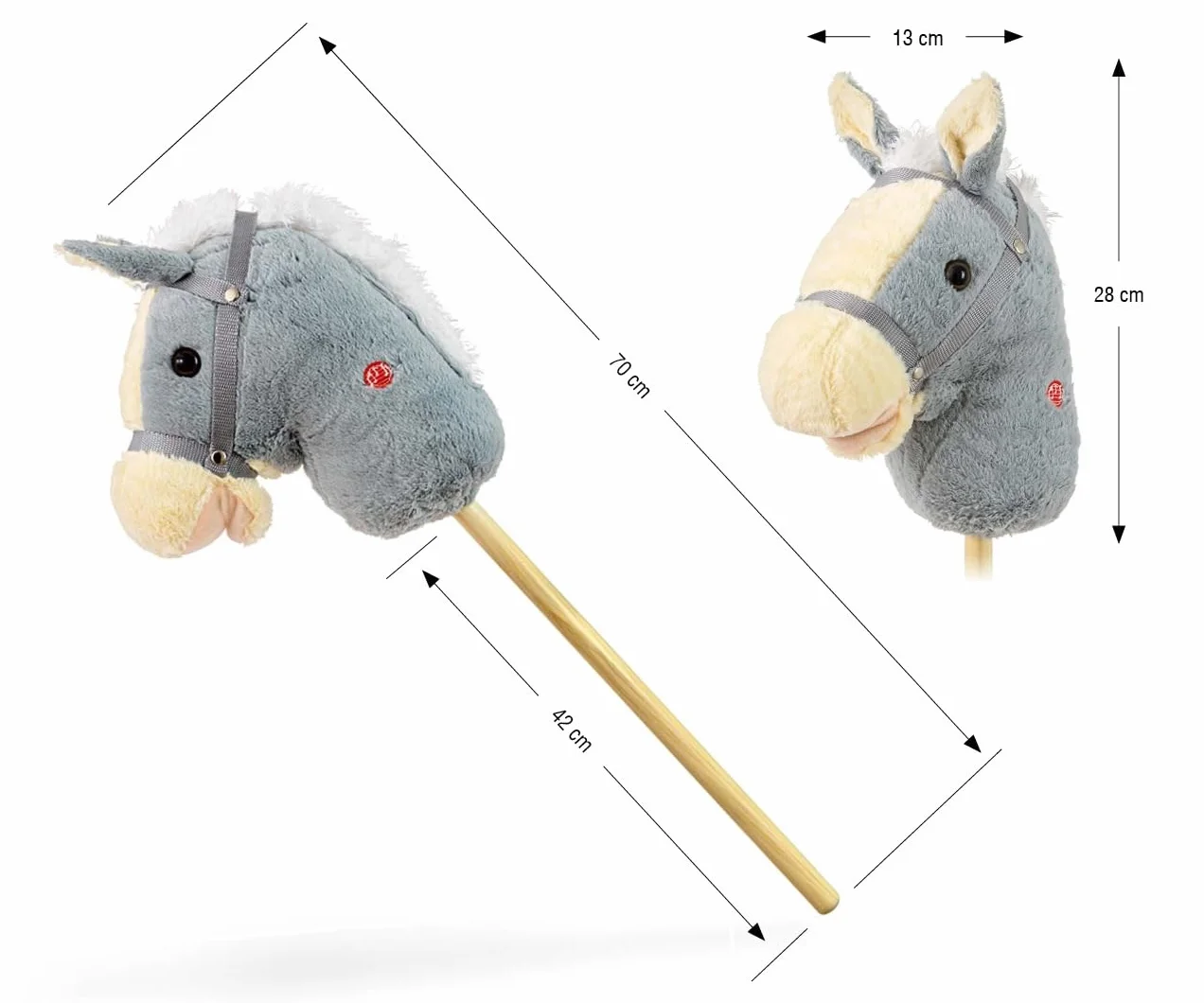 Milly Mally Hobby Koń na Kiju Light Pink hobby horse zabawka dla dzieci 18m+ (Grey)