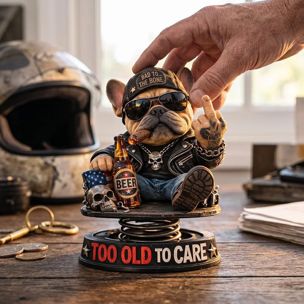 Figurka buldoga żywiczna do wnętrza samochodu Bobblehead na deskę rozdzielczą